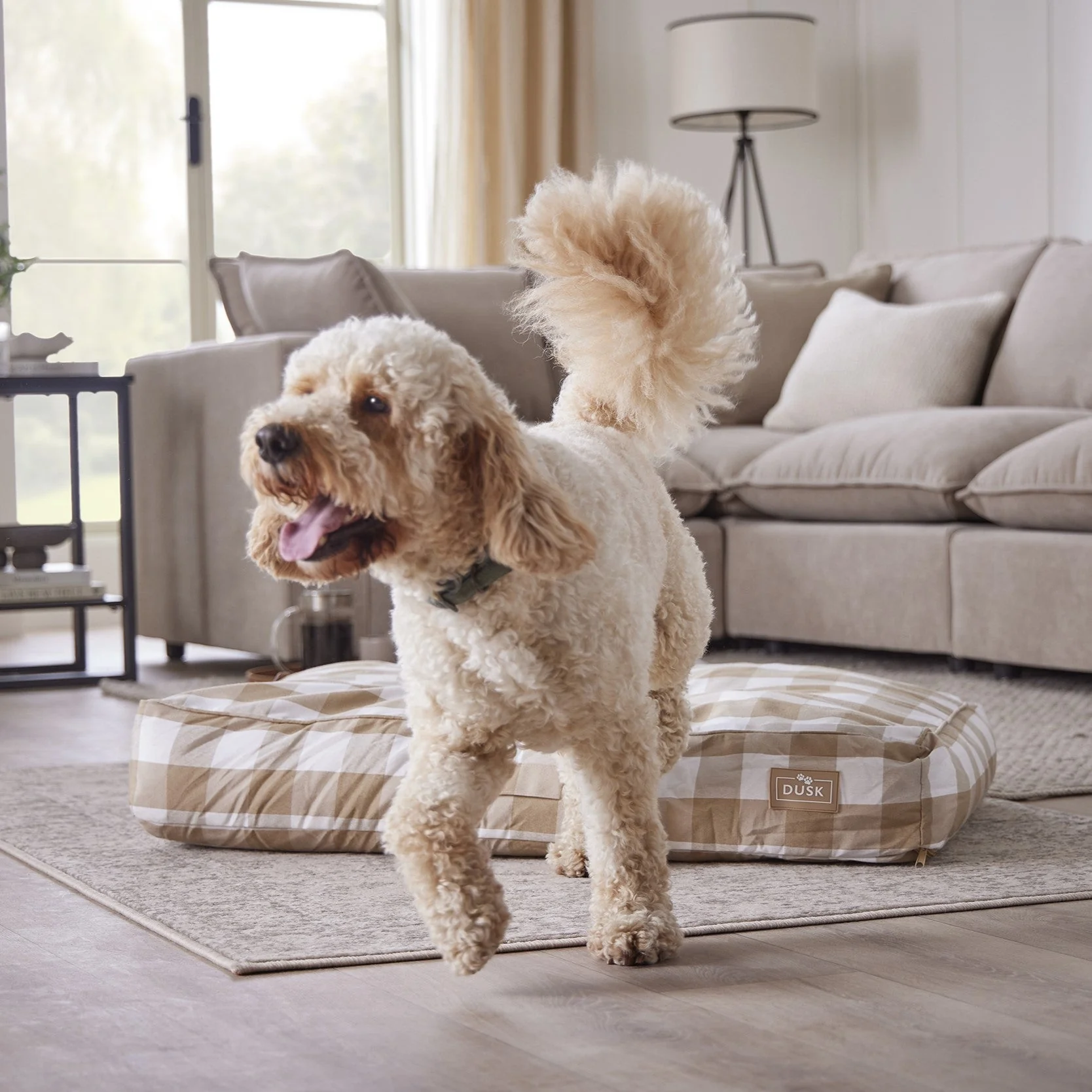 Bailey Pillow Dog Bed - Natural Gingham - Image 4