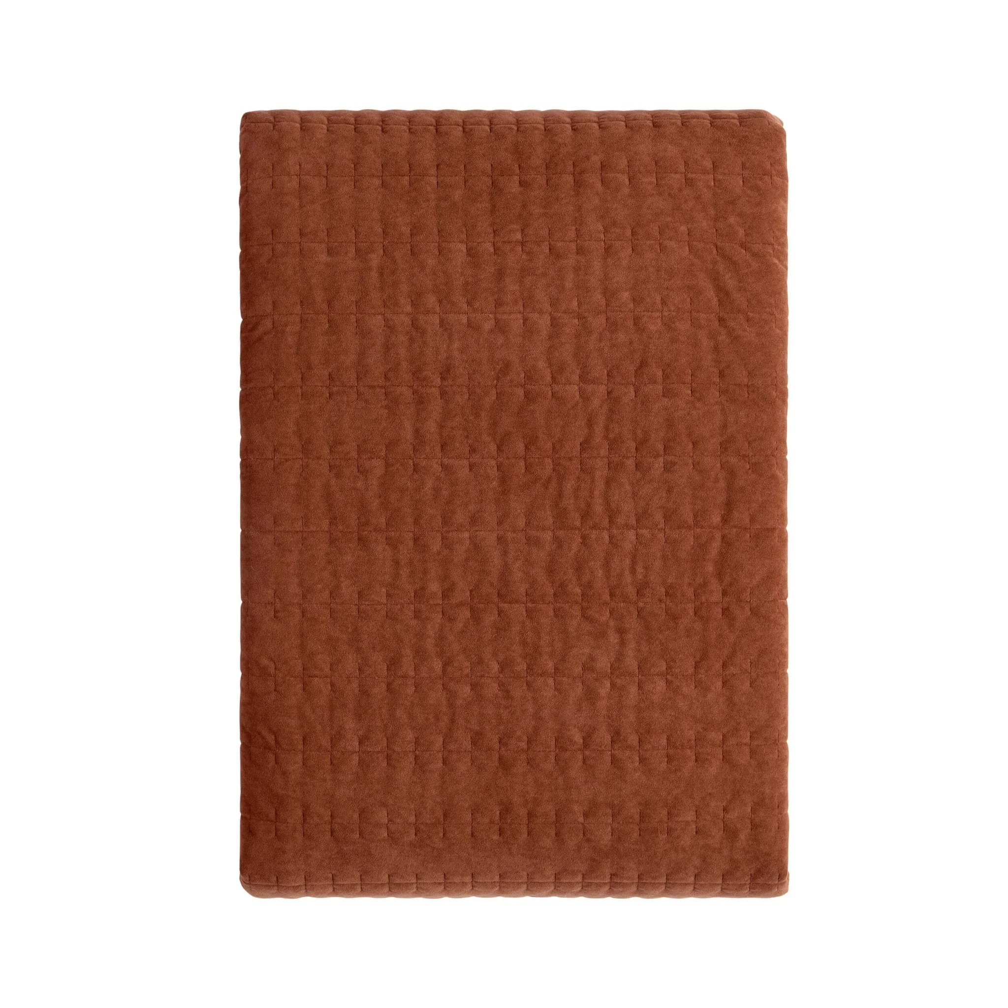 Bavaro Velvet Quilted Stitch Detail Bedspread - Burnt Orange - Image 4