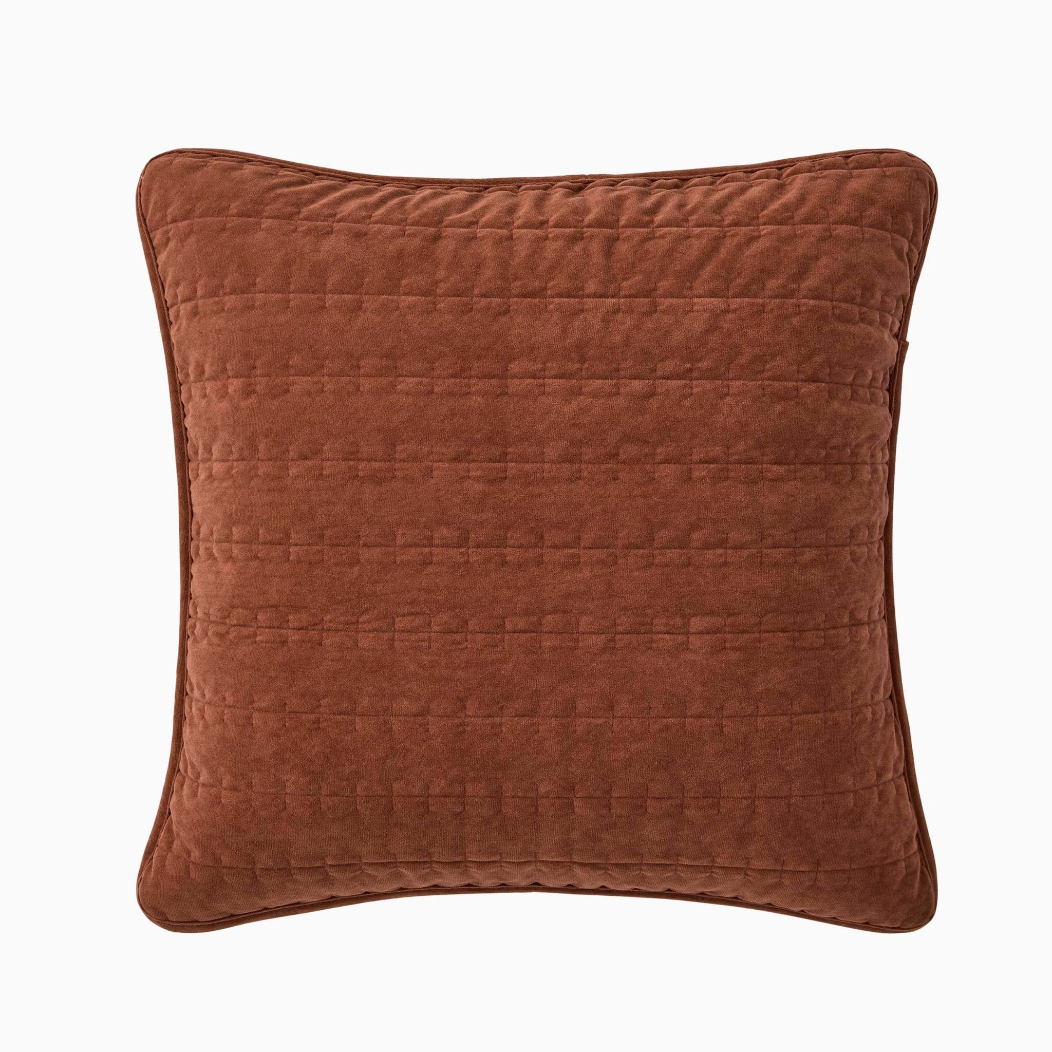 Bavaro Velvet Quilted Stitch Detail Cushion Cover - Burnt Orange - Image 4