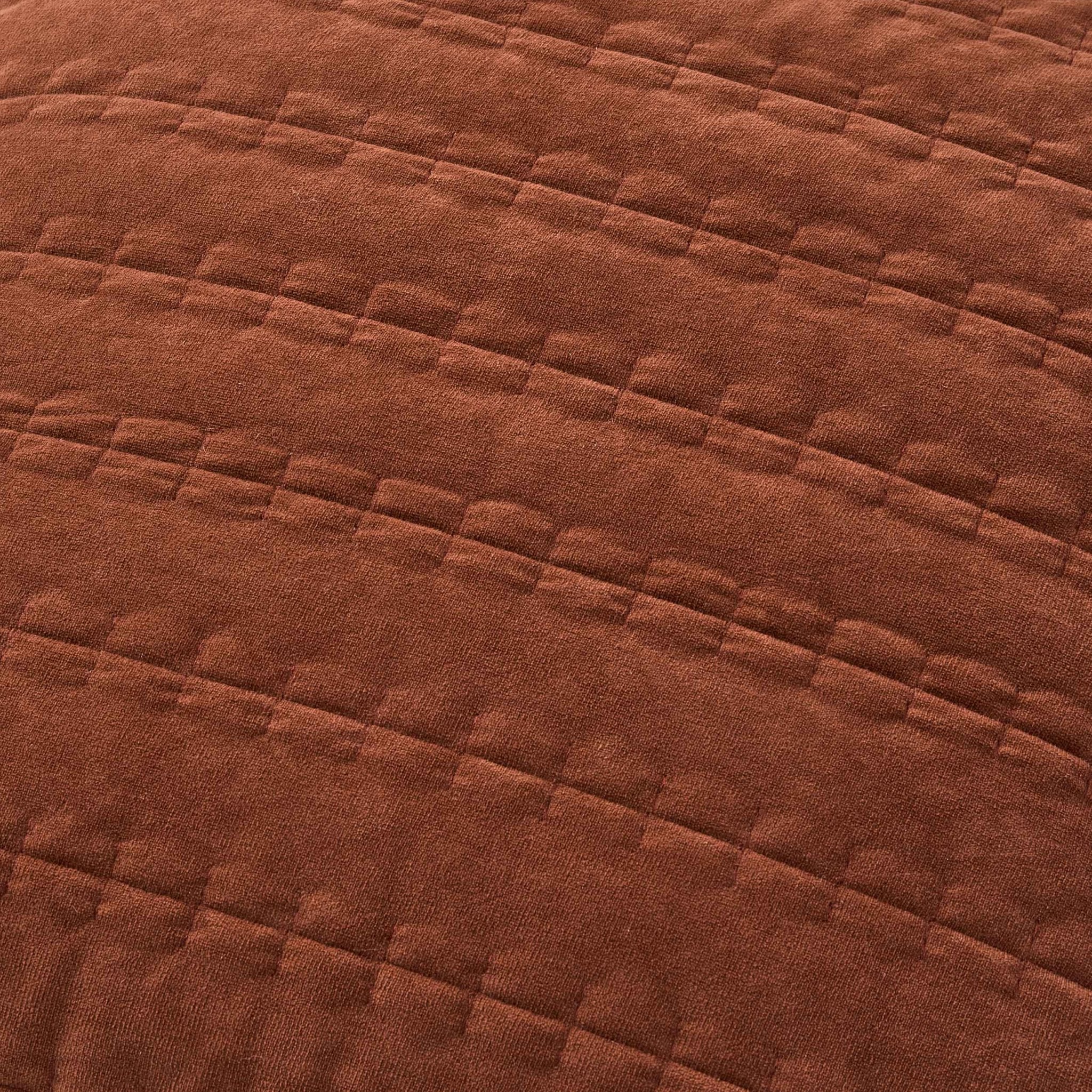 Bavaro Velvet Quilted Stitch Detail Cushion Cover - Burnt Orange - Image 6