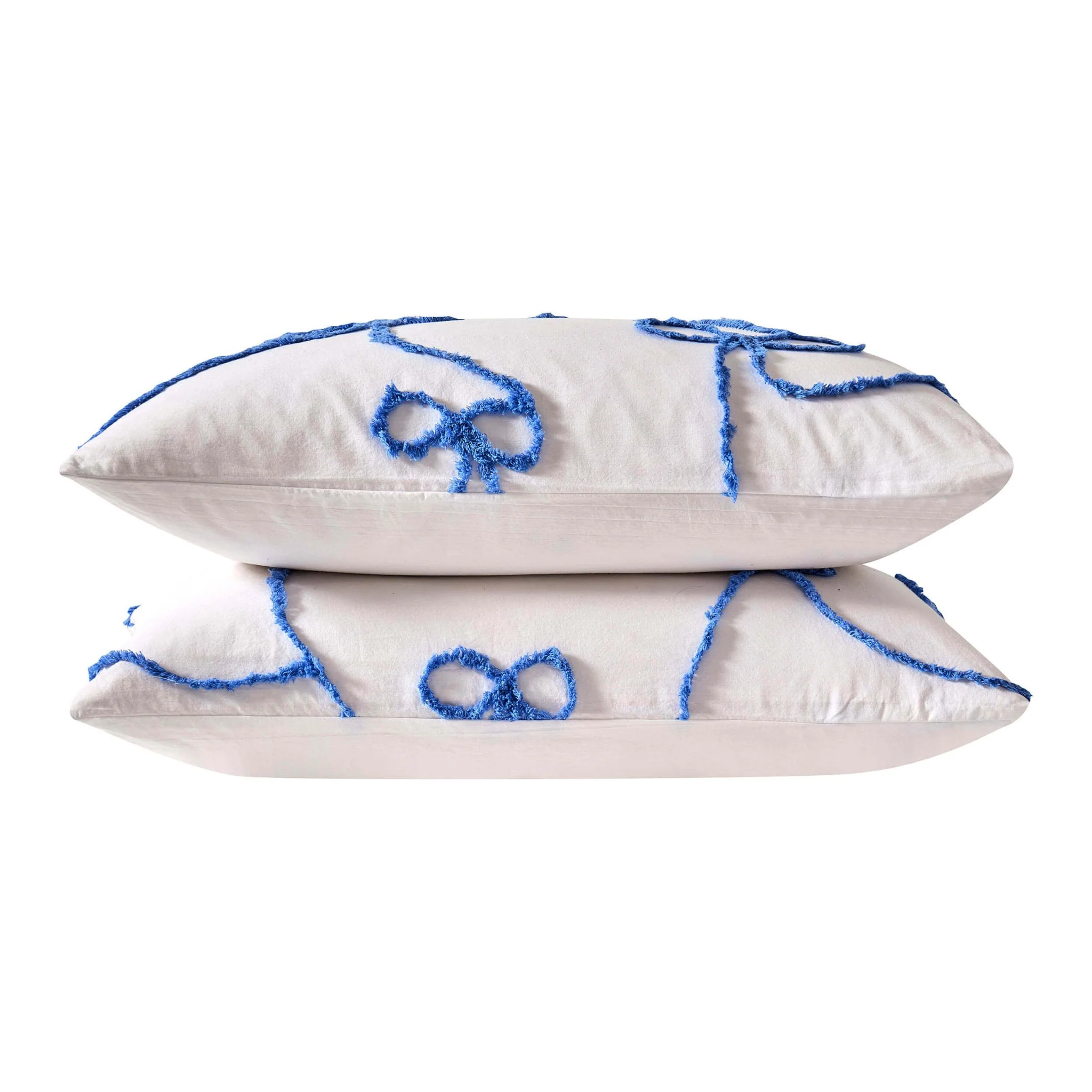 Bella 100% Cotton Tufted Bows Duvet Cover & Pillowcase Set - Light Cornflower - Image 9