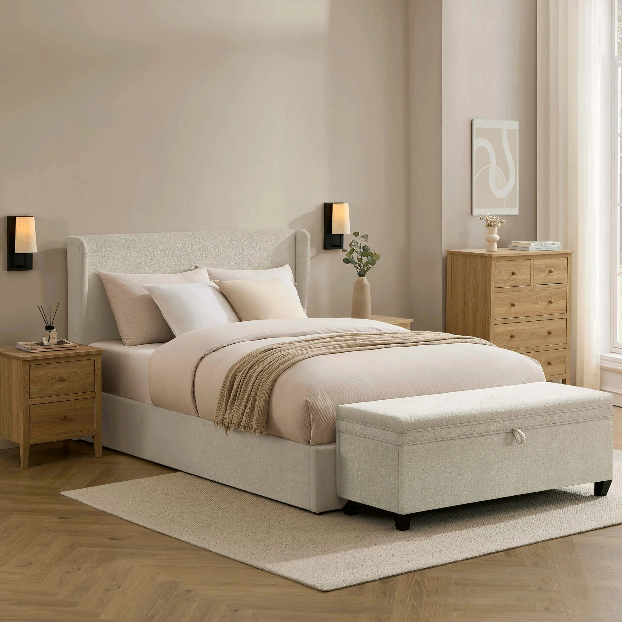 Berkeley Ottoman Storage Bed - Chenille Ecru - Image 3