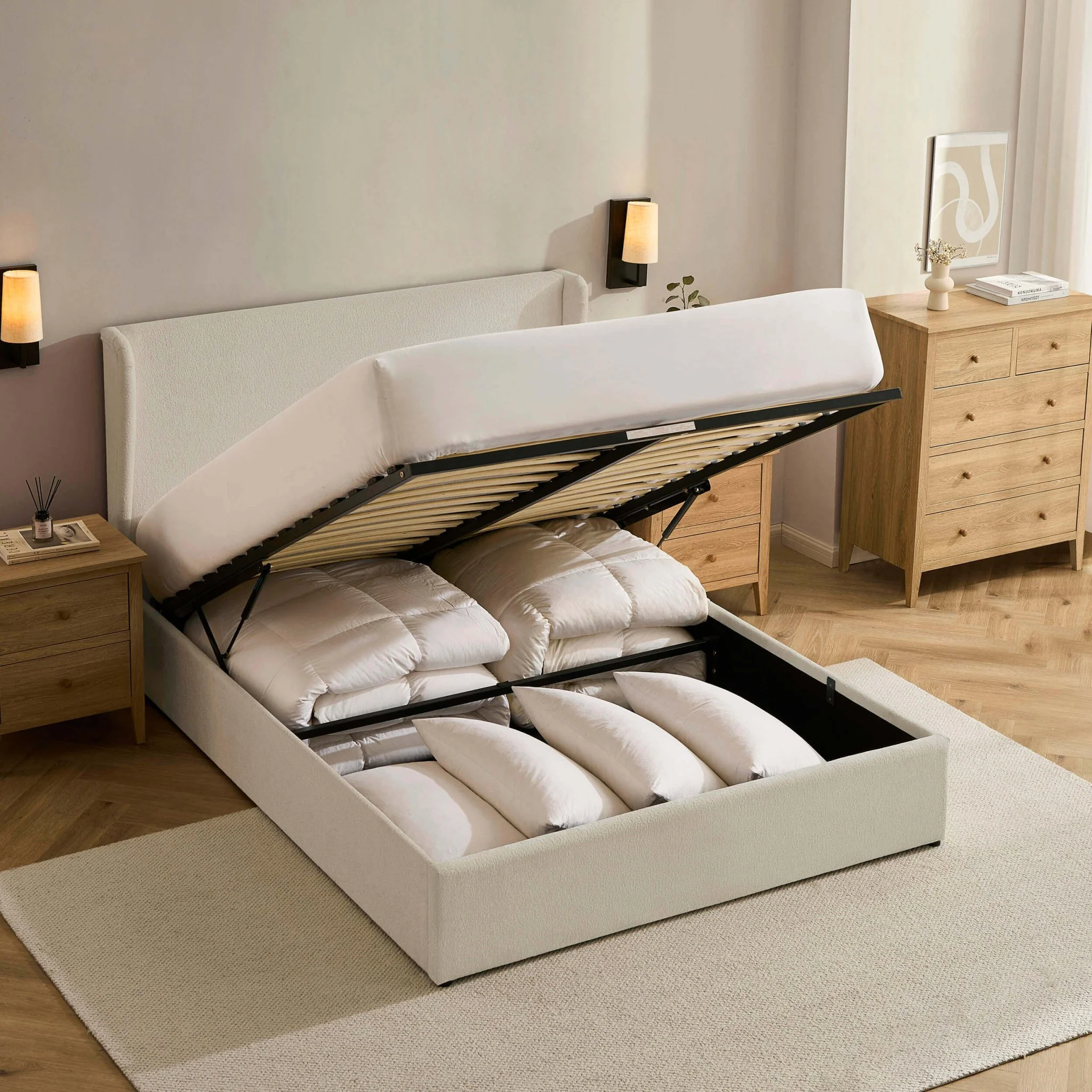 Berkeley Ottoman Storage Bed - Chenille Ecru - Image 4