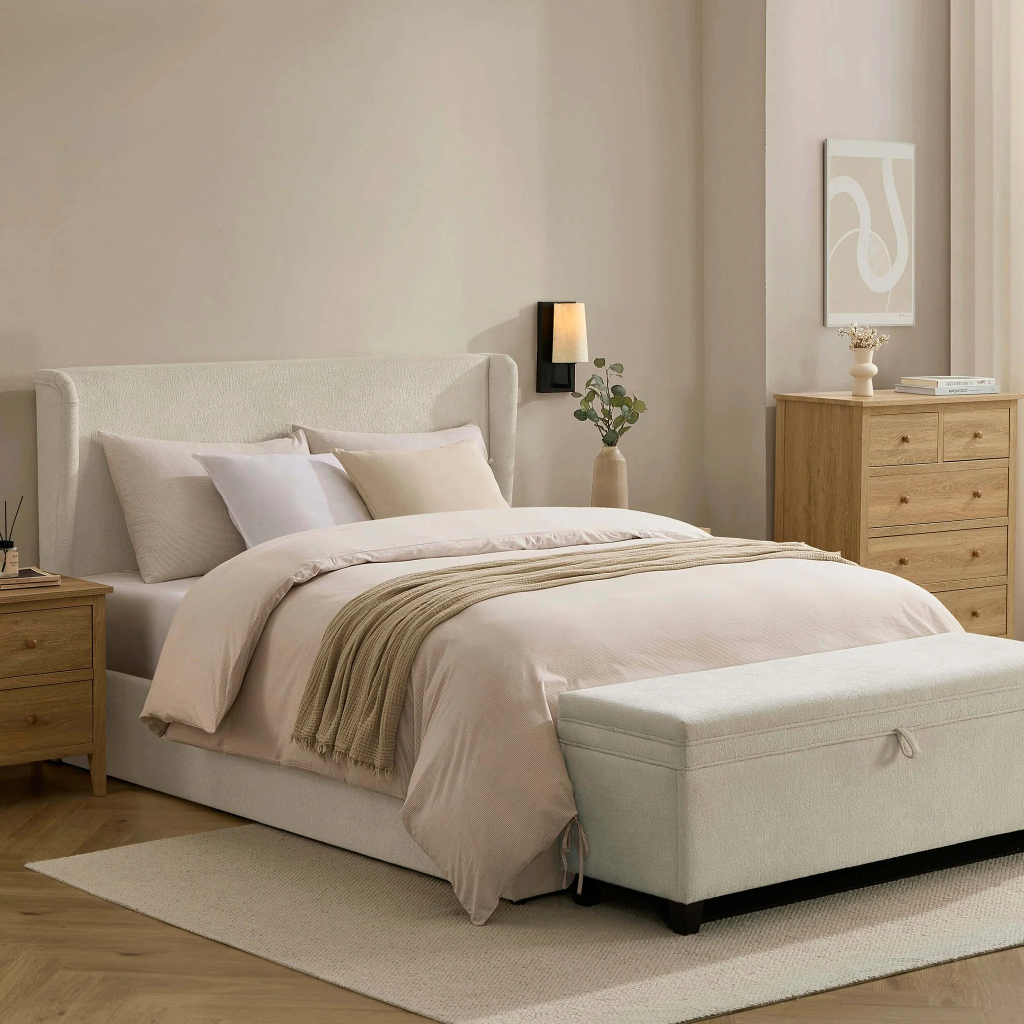 Berkeley Ottoman Storage Bed - Chenille Ecru - Image 6