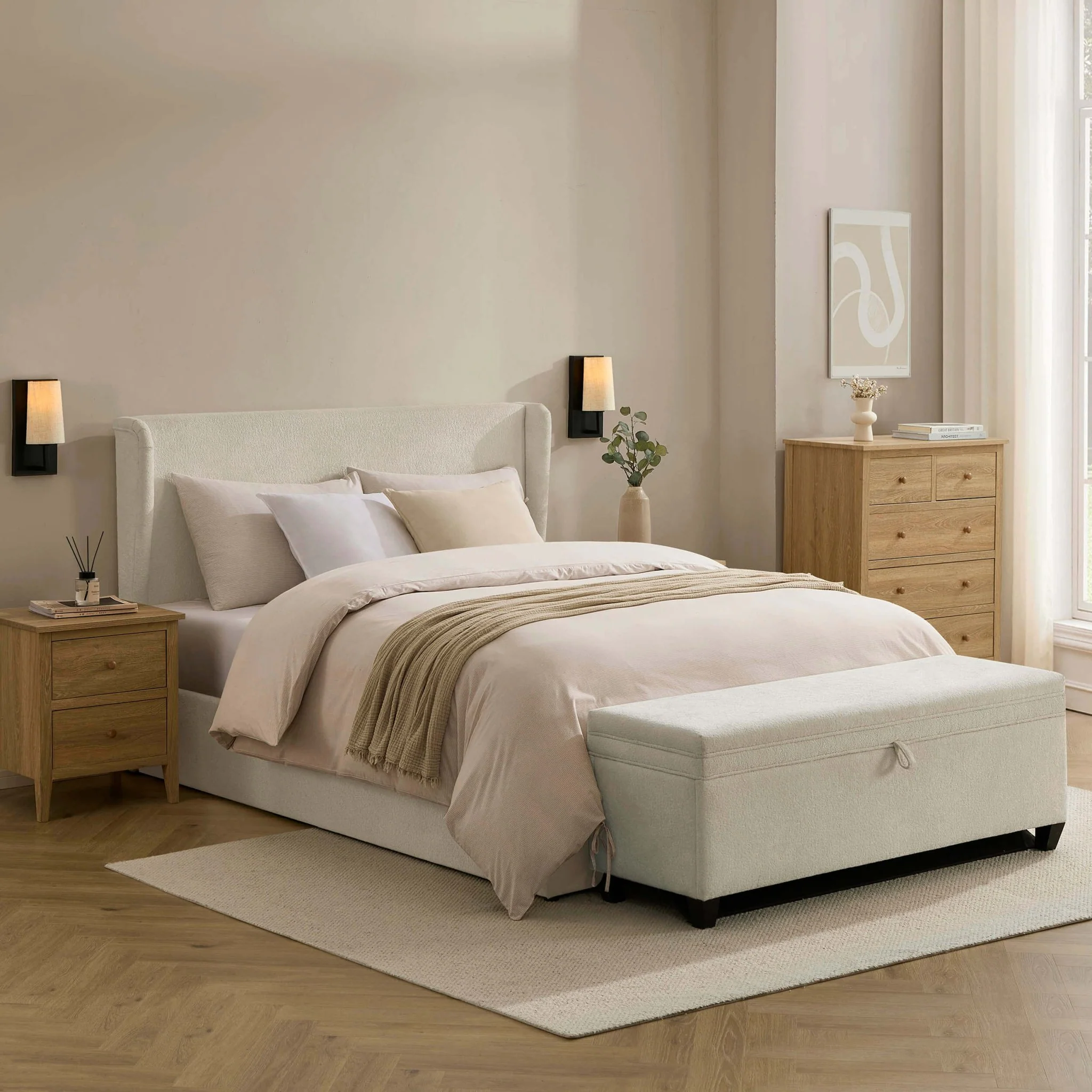 Berkeley Ottoman Storage Bed - Chenille Ecru - Image 7