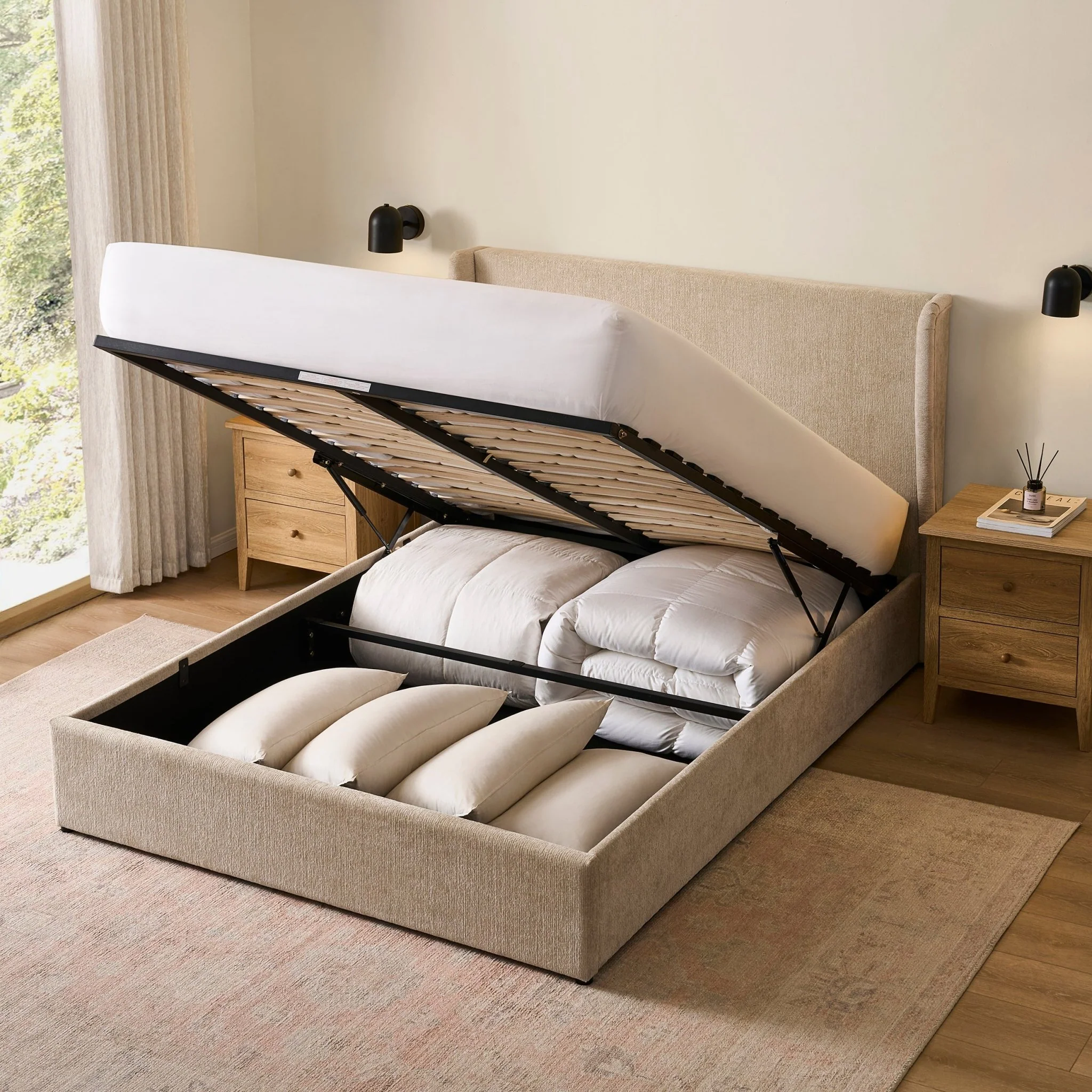 Berkeley Ottoman Storage Bed - Textured Oatmeal - Image 6
