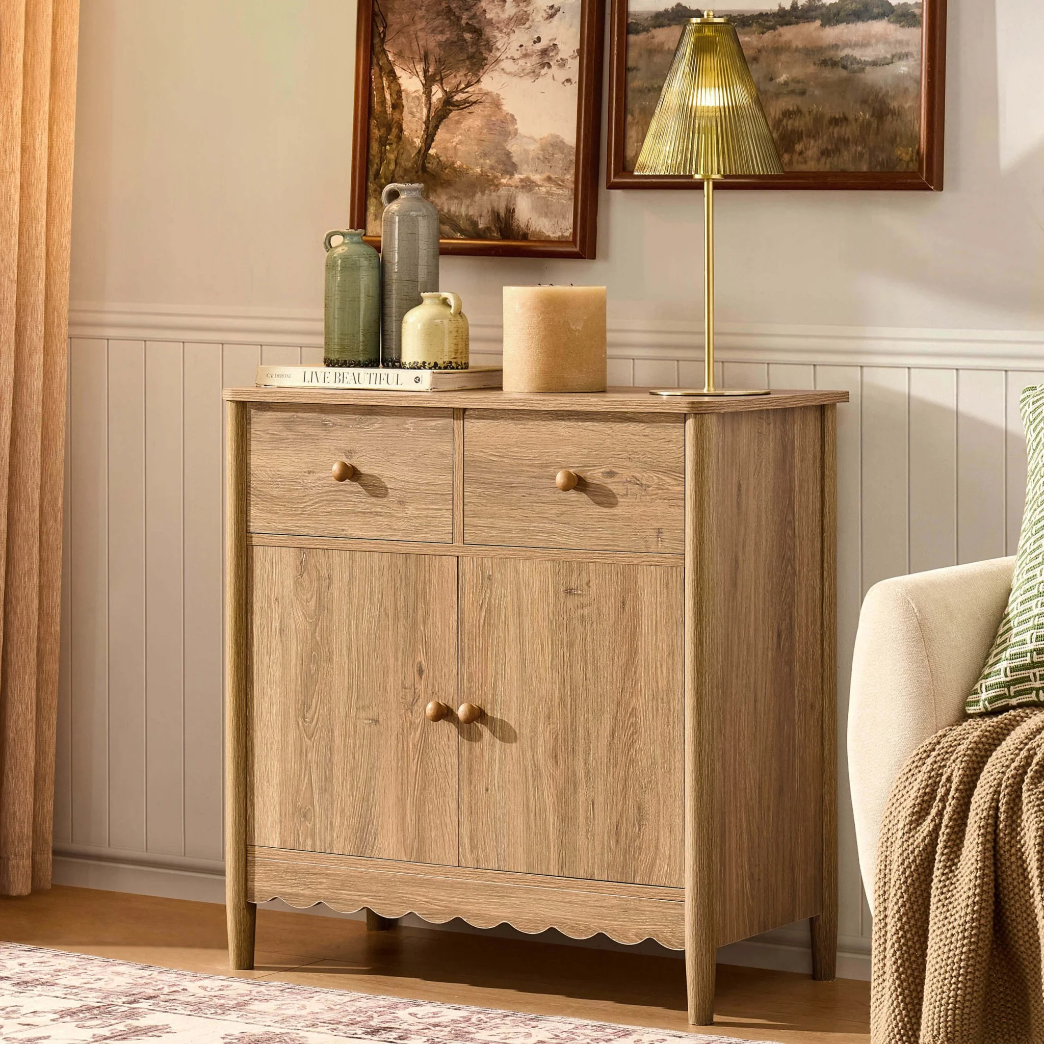 Betty 2 Door Sideboard with Drawers - Light Wood - Image 10