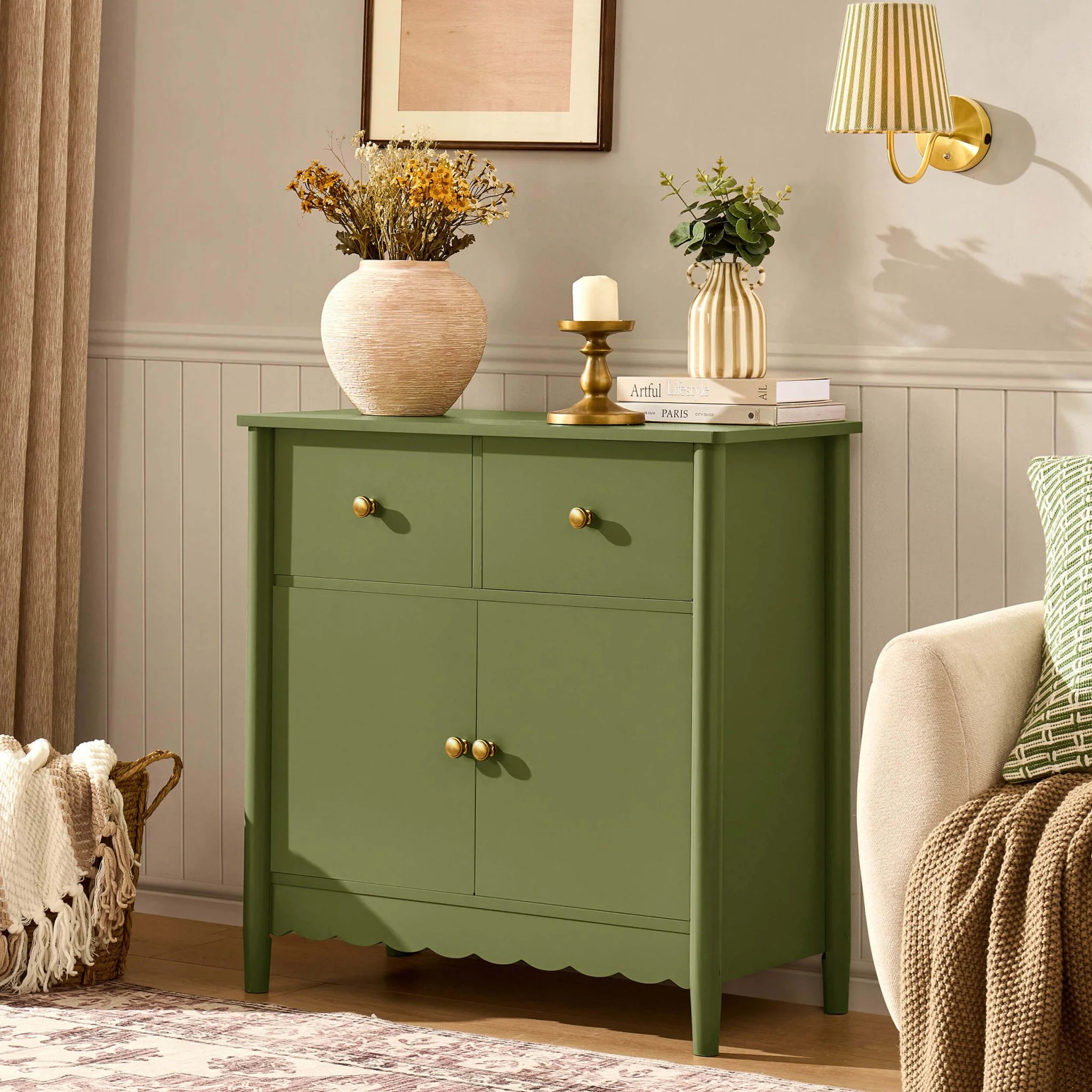 Betty 2 Door Sideboard with Drawers - Olive - Image 2