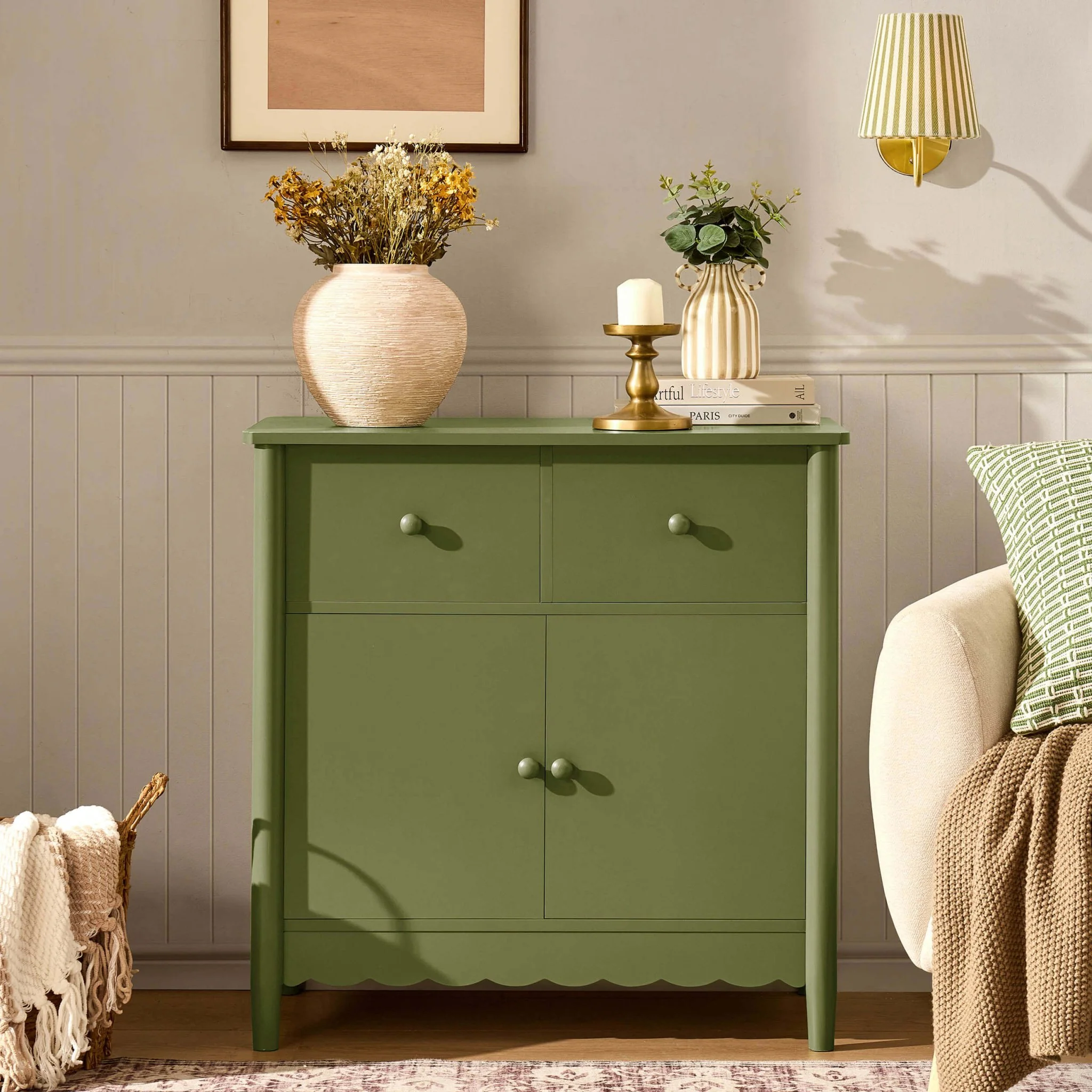 Betty 2 Door Sideboard with Drawers - Olive - Image 7