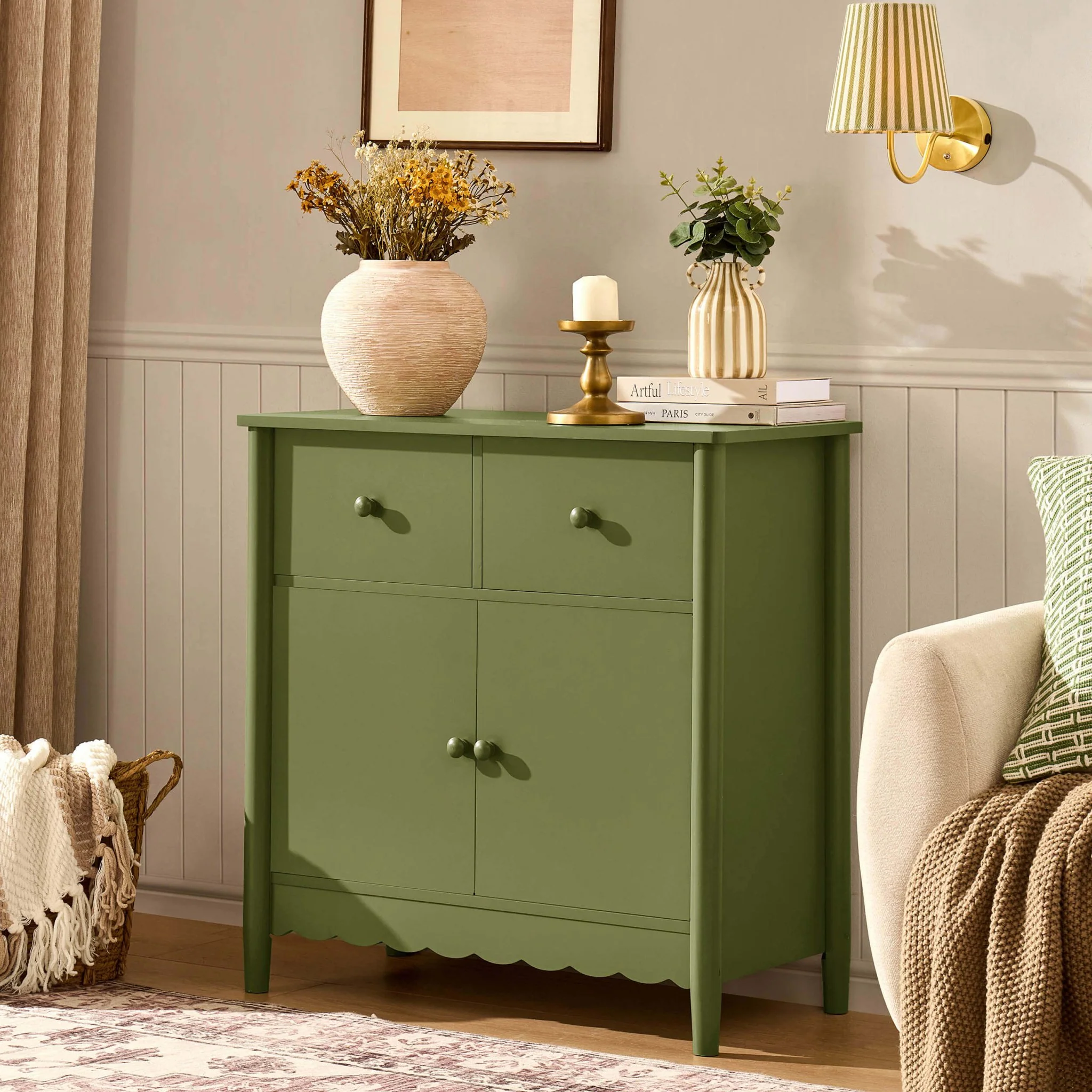 Betty 2 Door Sideboard with Drawers - Olive - Image 8