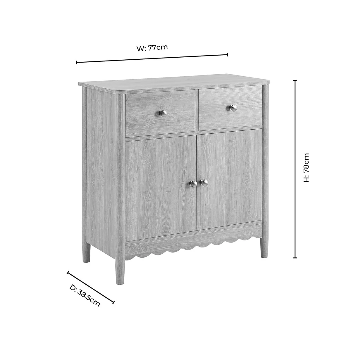 Betty 2 Door Sideboard with Drawers - Light Wood - Image 17