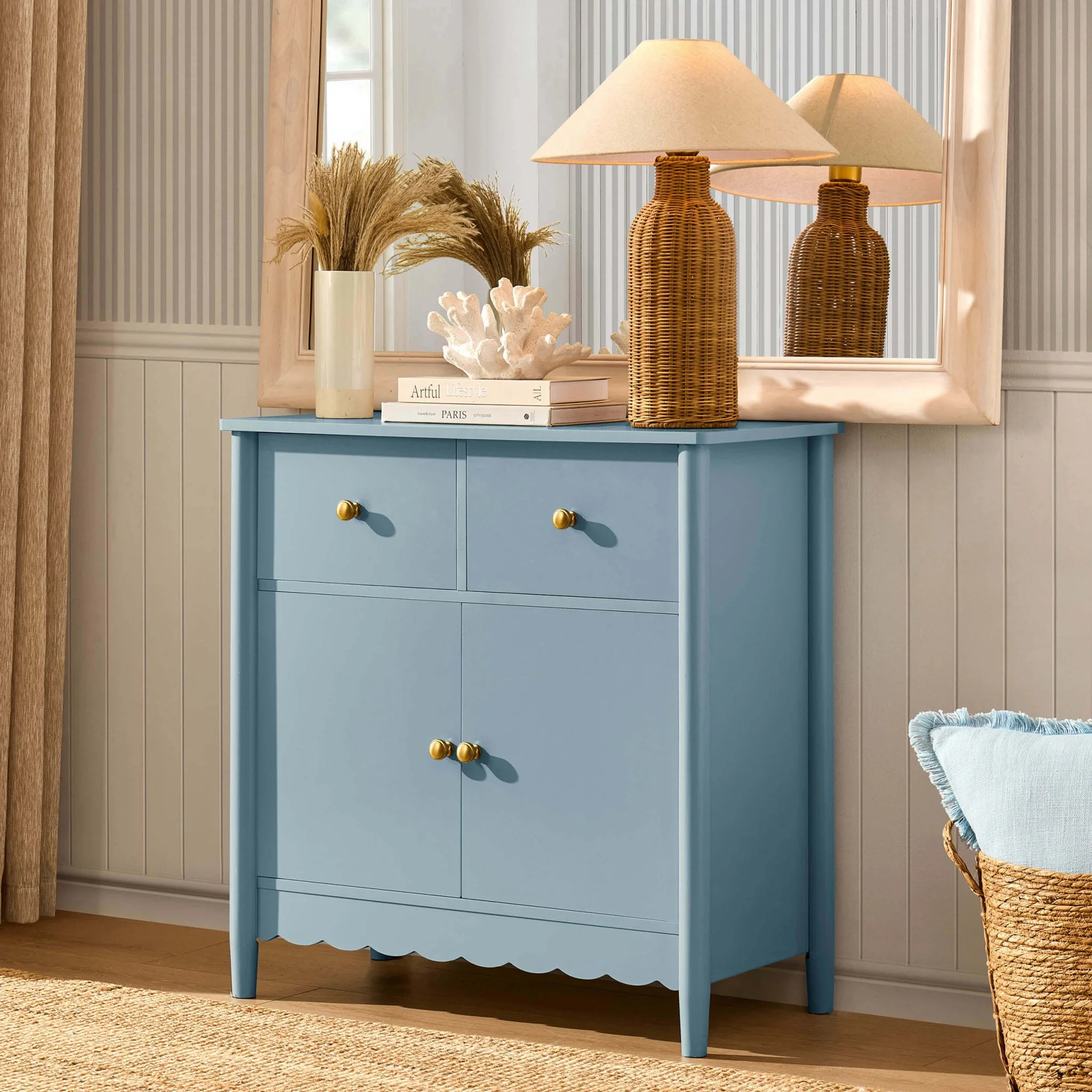 Betty 2 Door Sideboard with Drawers - Sky Blue - Image 2
