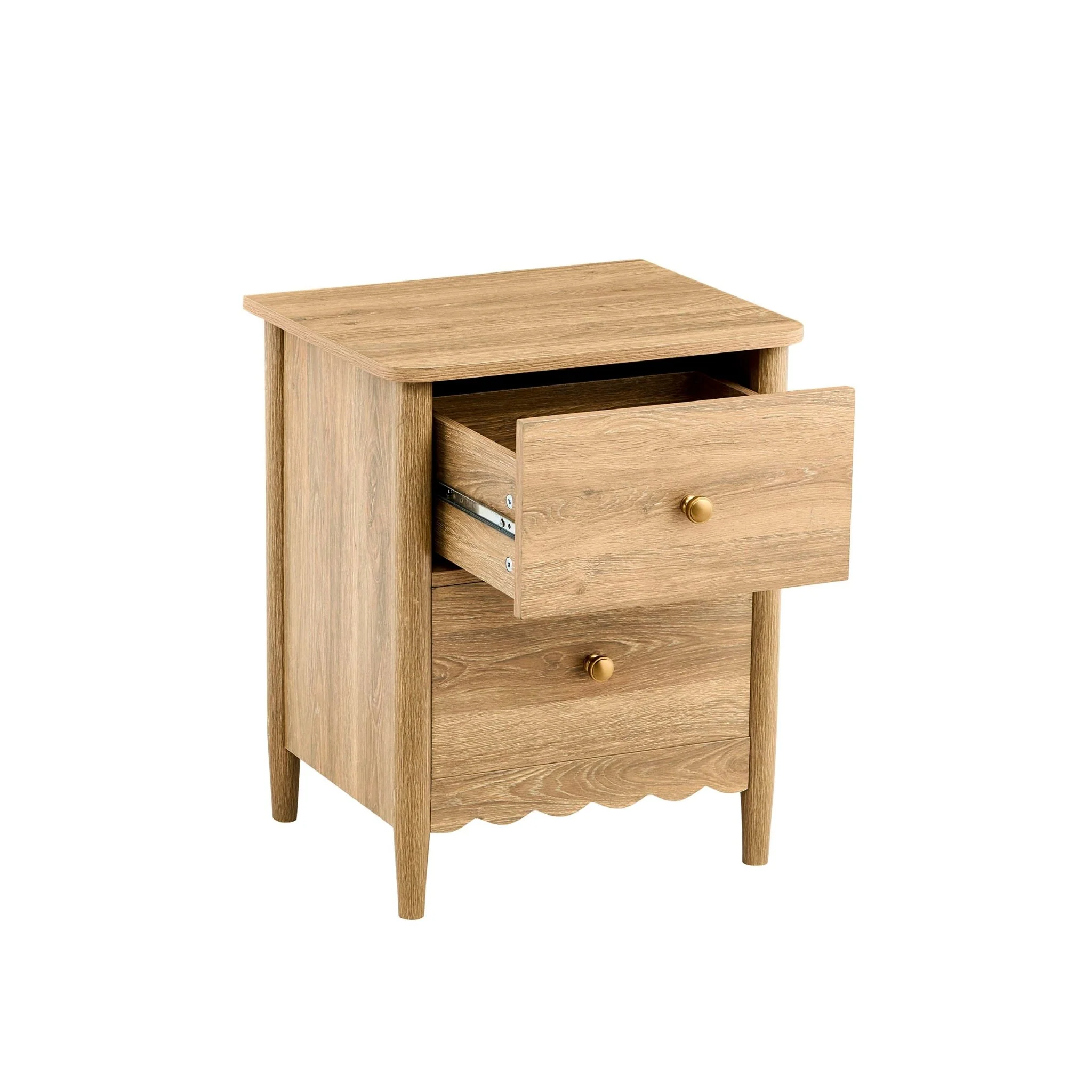 Betty 2 Drawer Bedside Table - Light Wood - Image 7