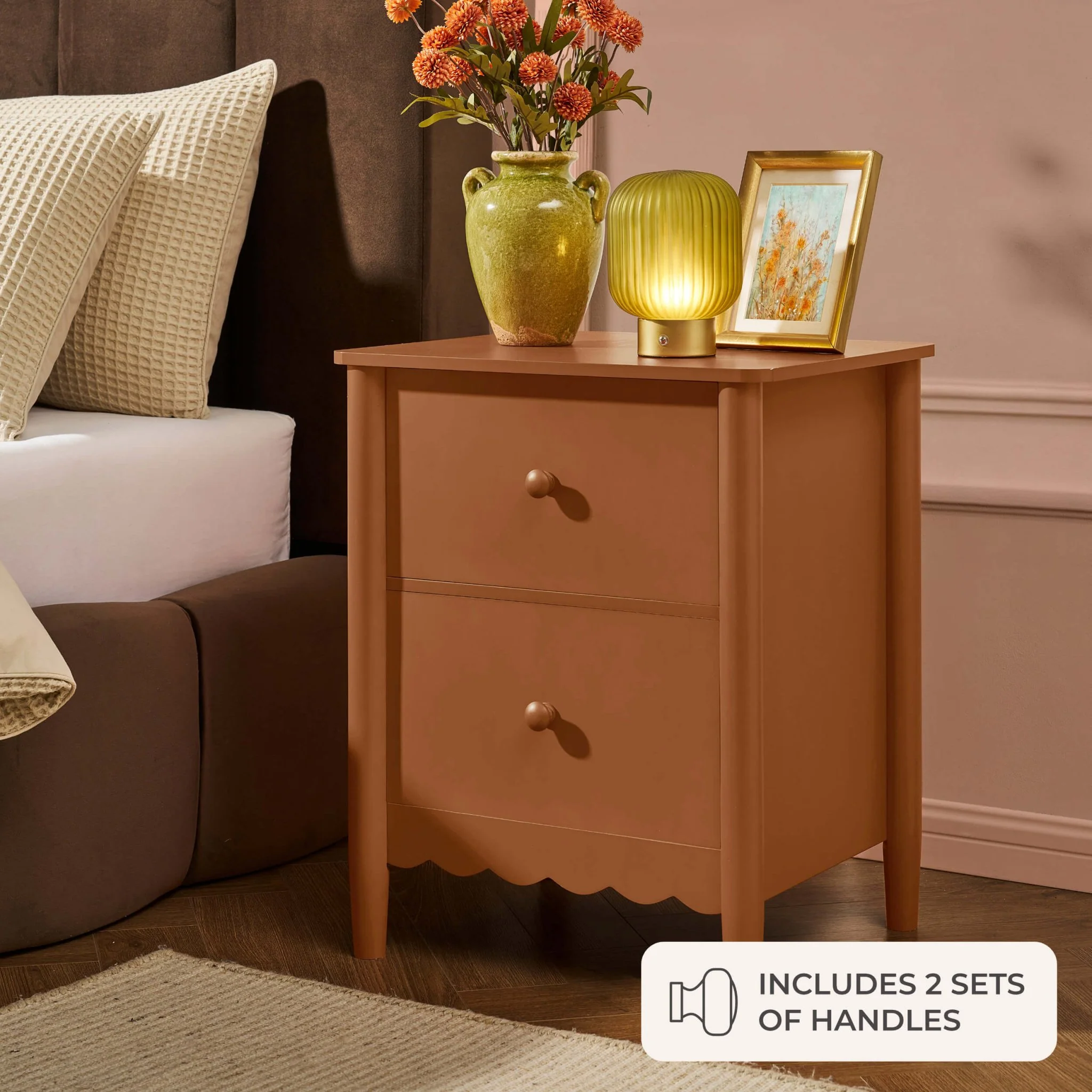 Betty 2 Drawer Bedside Table - Orange