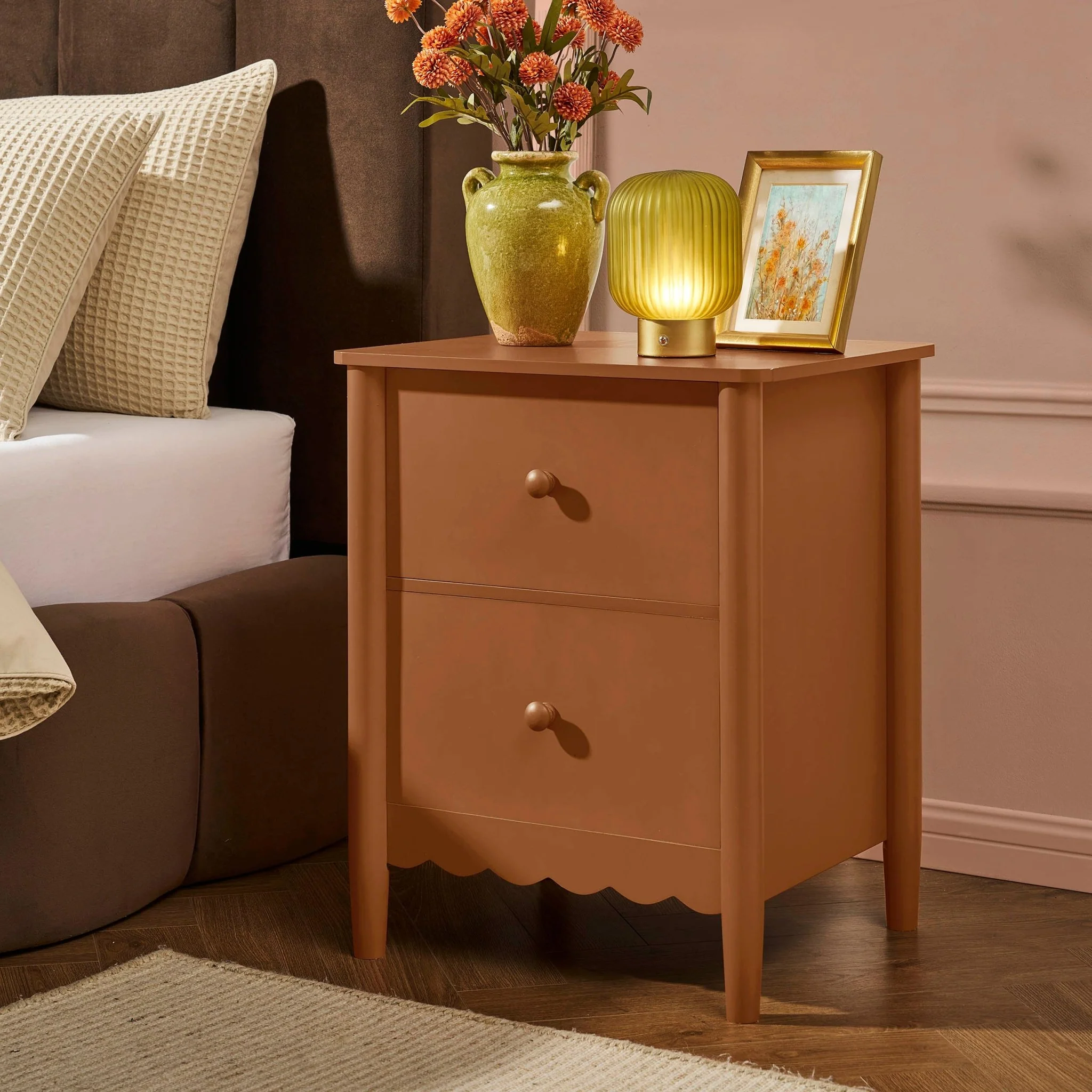 Betty 2 Drawer Bedside Table - Orange - Image 2