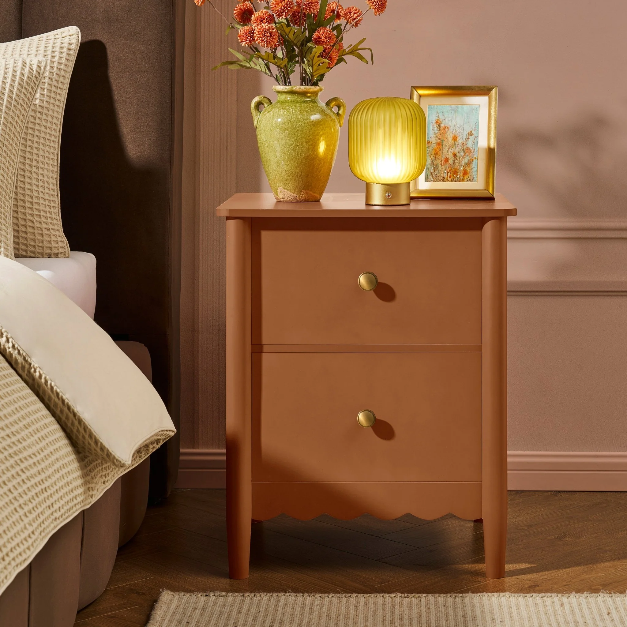 Betty 2 Drawer Bedside Table - Orange - Image 3