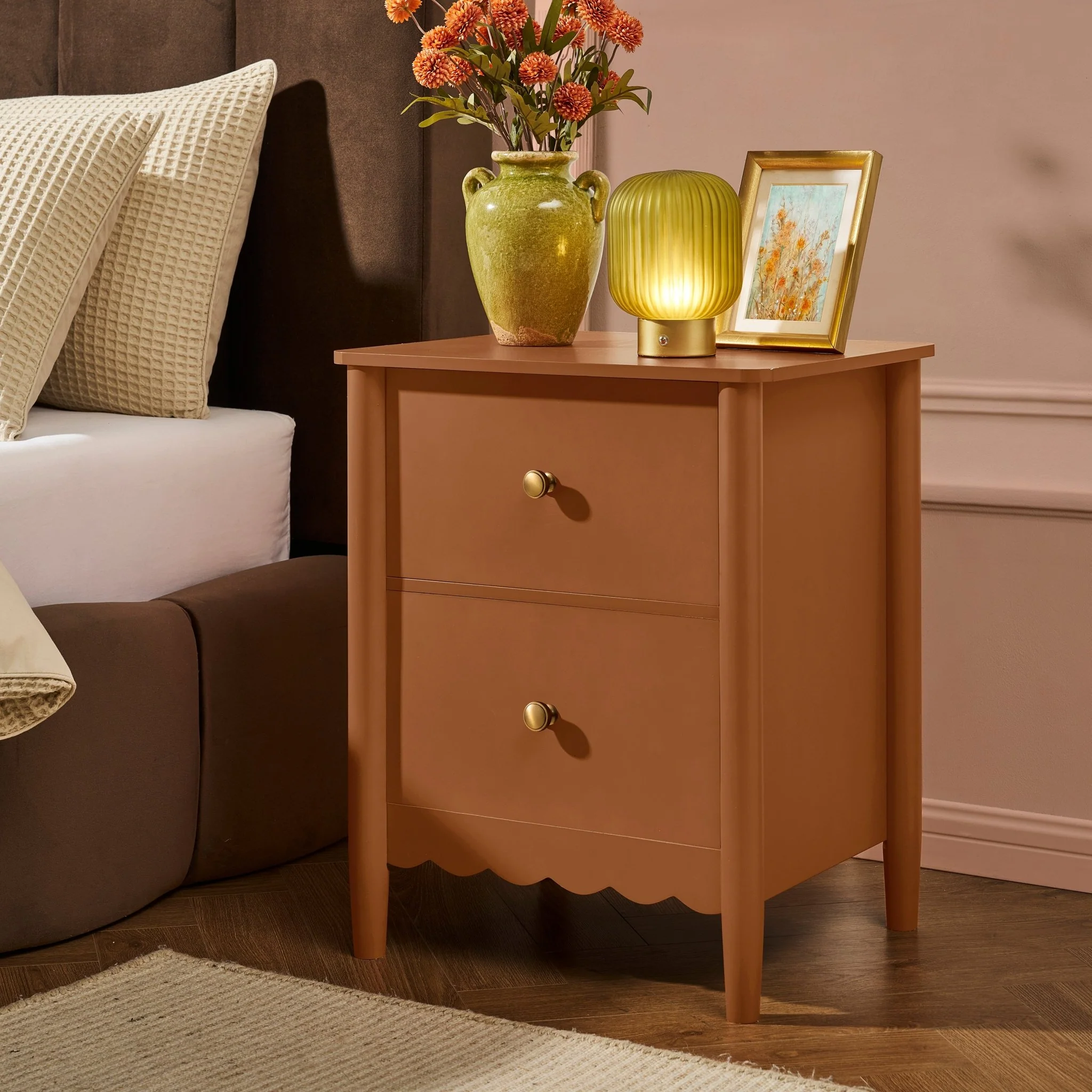 Betty 2 Drawer Bedside Table - Orange - Image 4