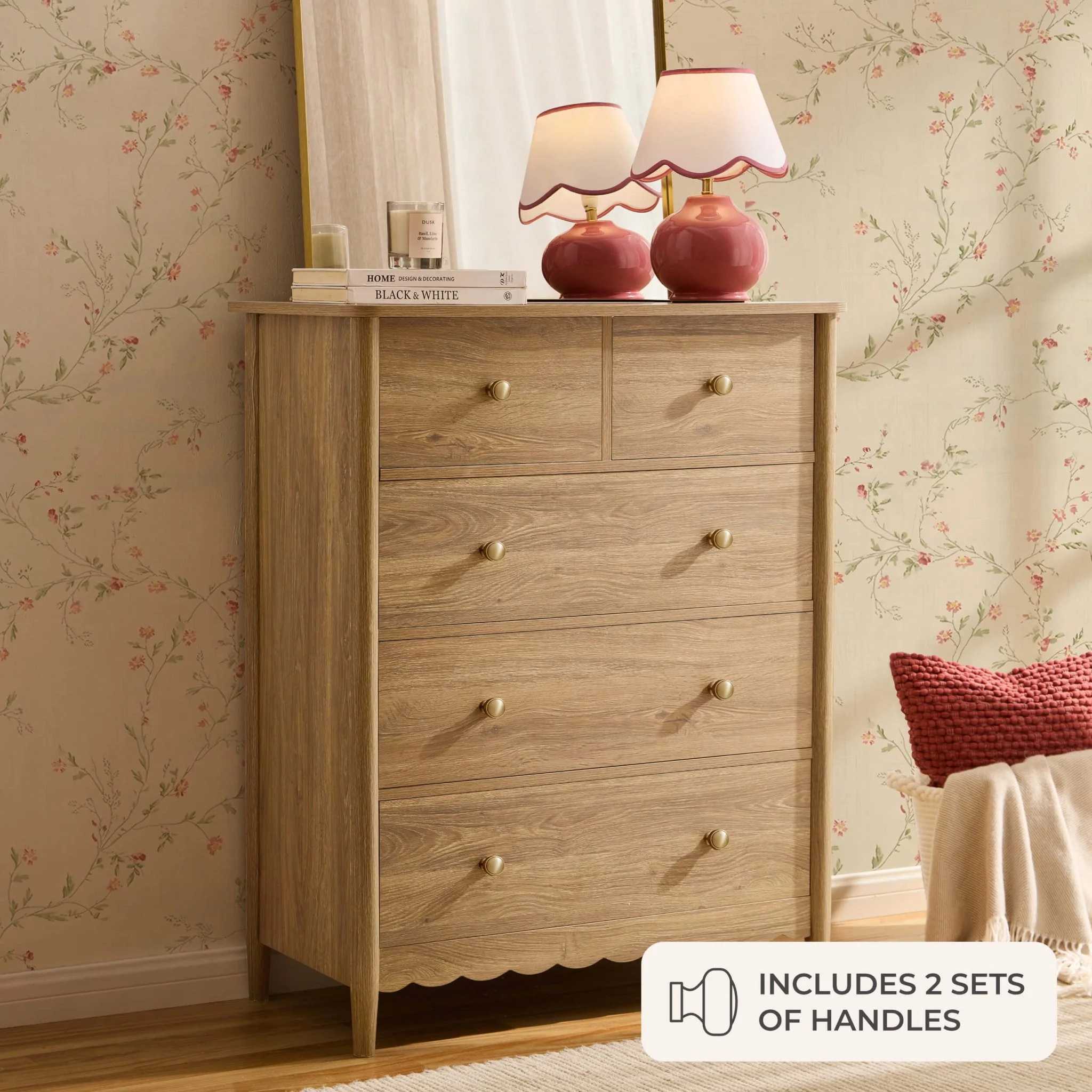 Betty 5 Drawer Chest - Light Wood
