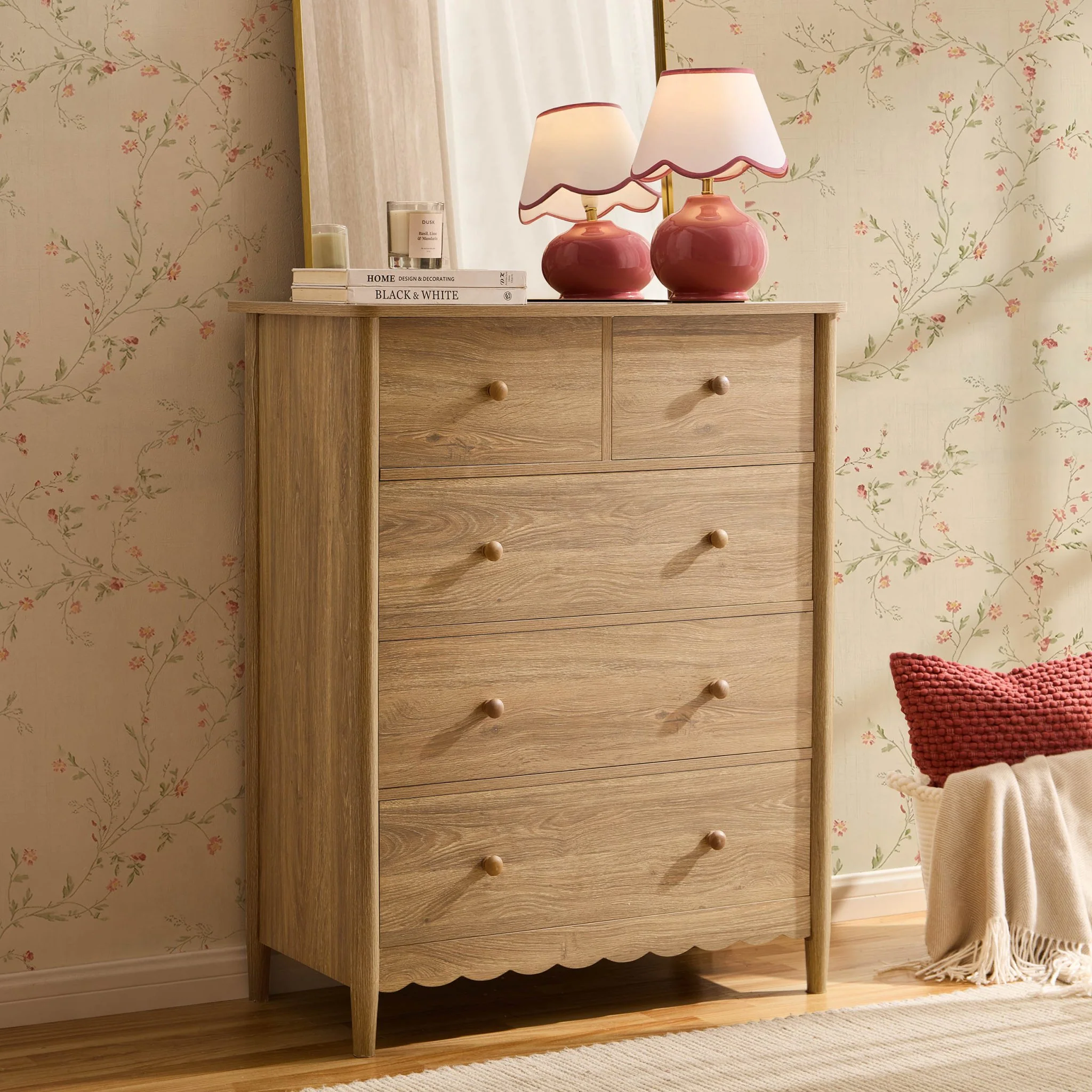 Betty 5 Drawer Chest - Light Wood - Image 2
