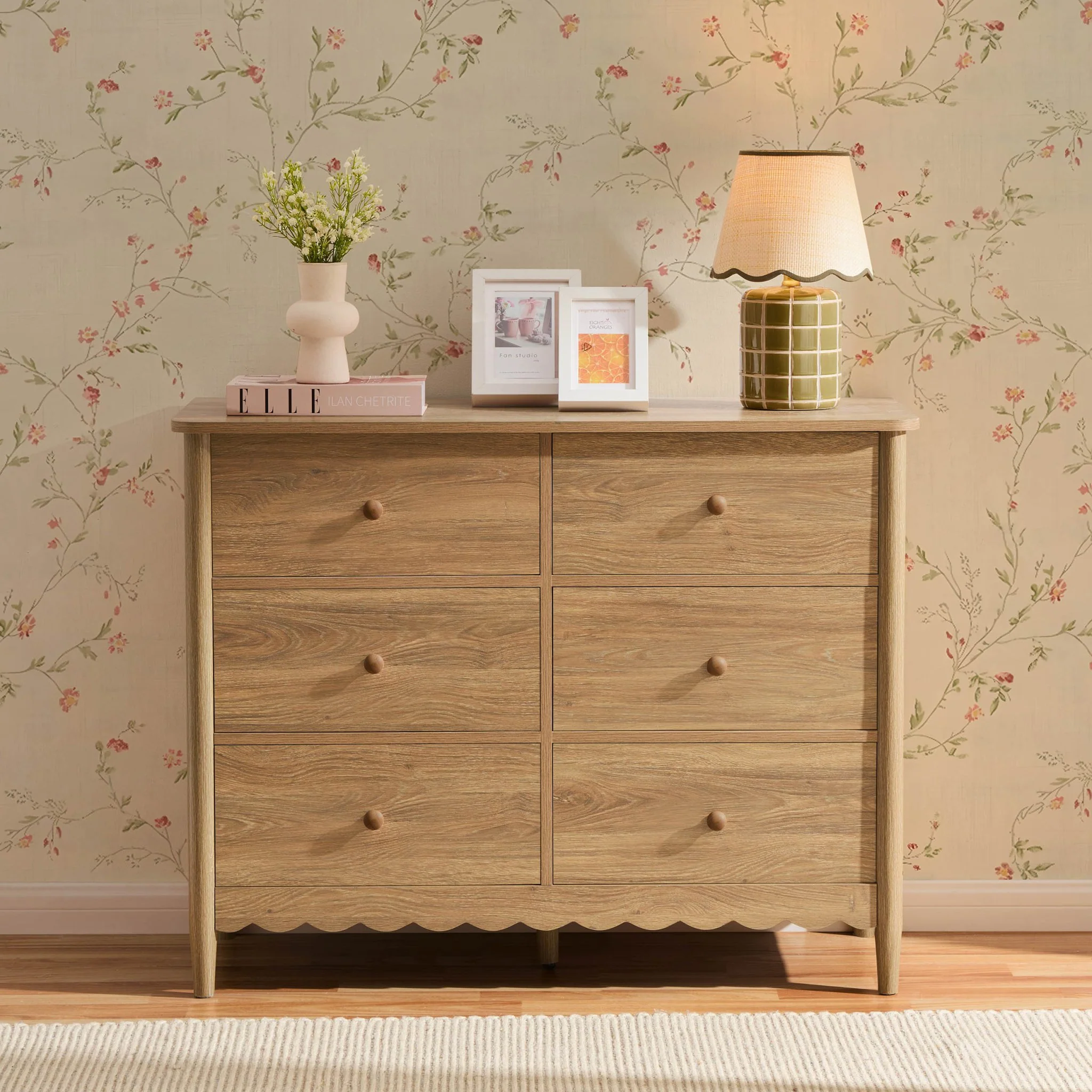 Betty 6 Drawer Chest - Light Wood - Image 4