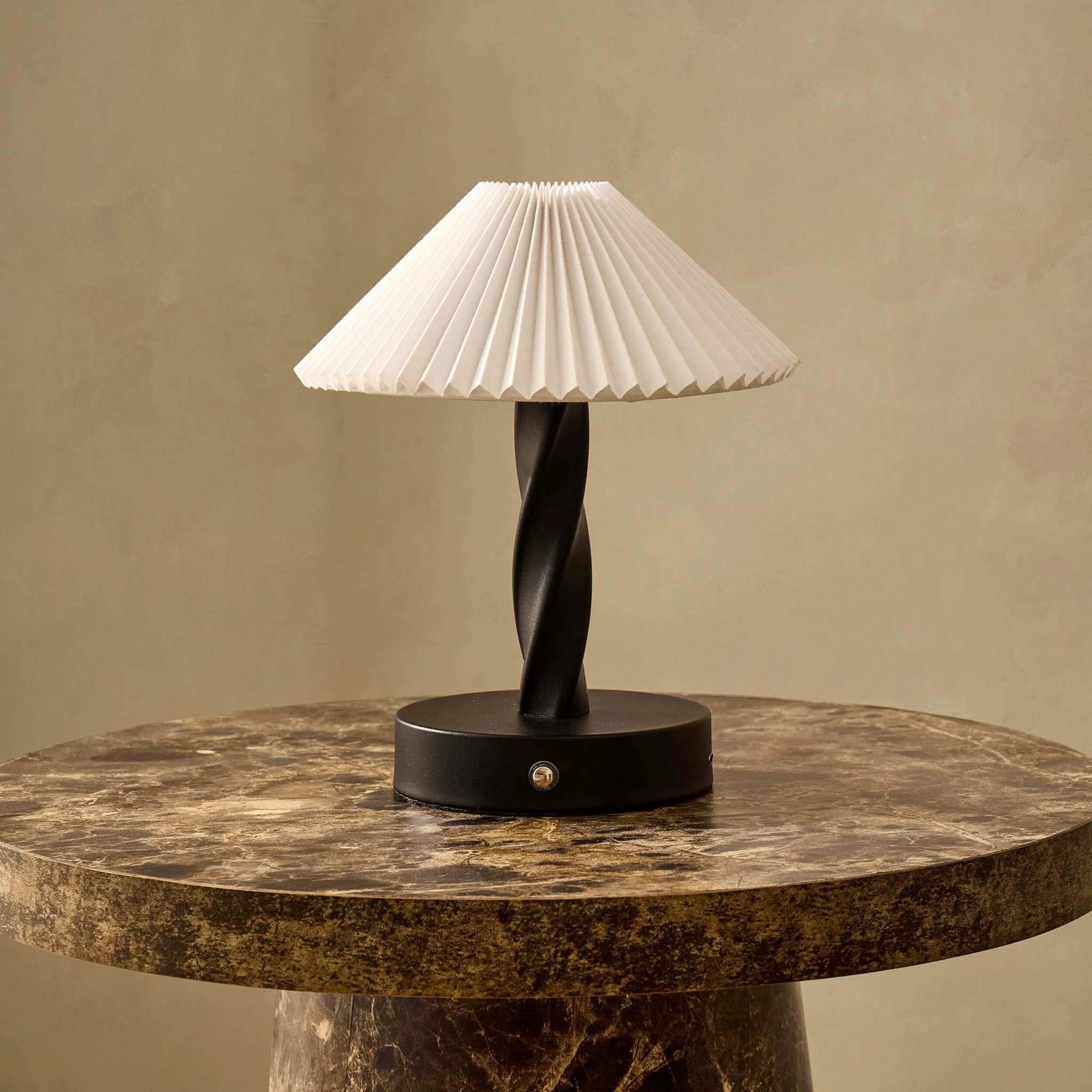 Birdie Rechargeable Pleated Table Lamp - Black/ White - Image 2