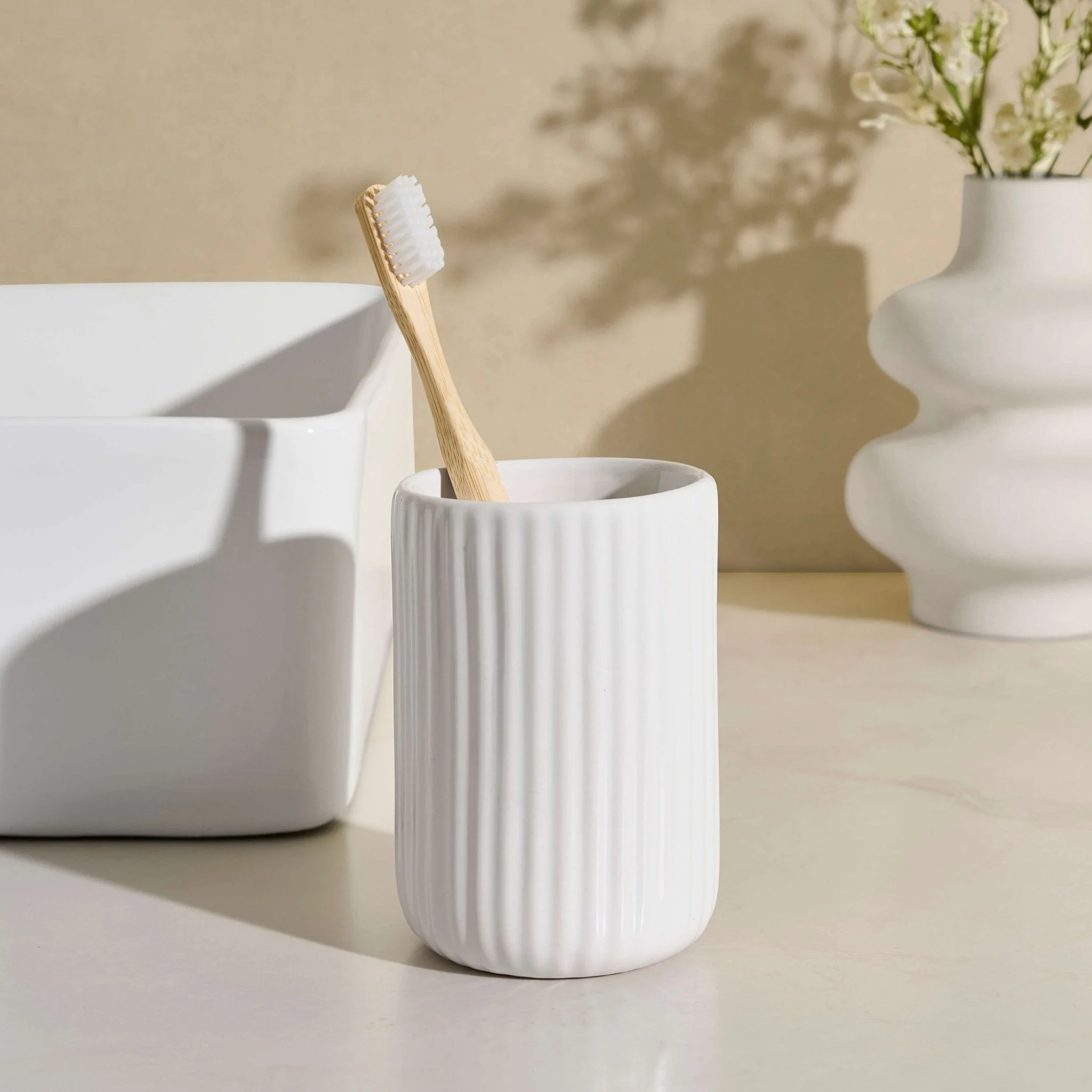 Blake Ribbed Glaze Accessories Bundle - Set of 2 - White - Image 2