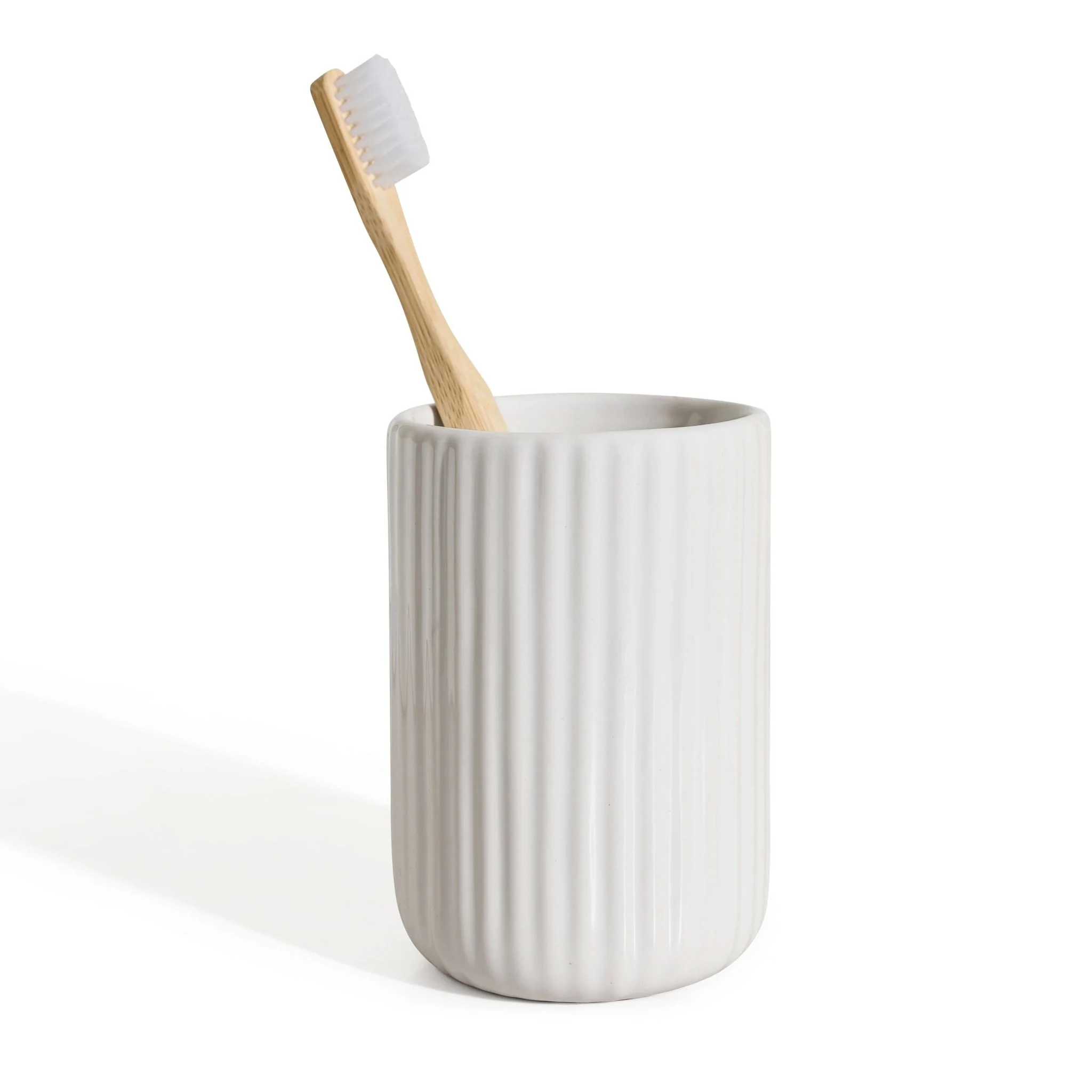 Blake Ribbed Glaze Tumbler - White - Image 3
