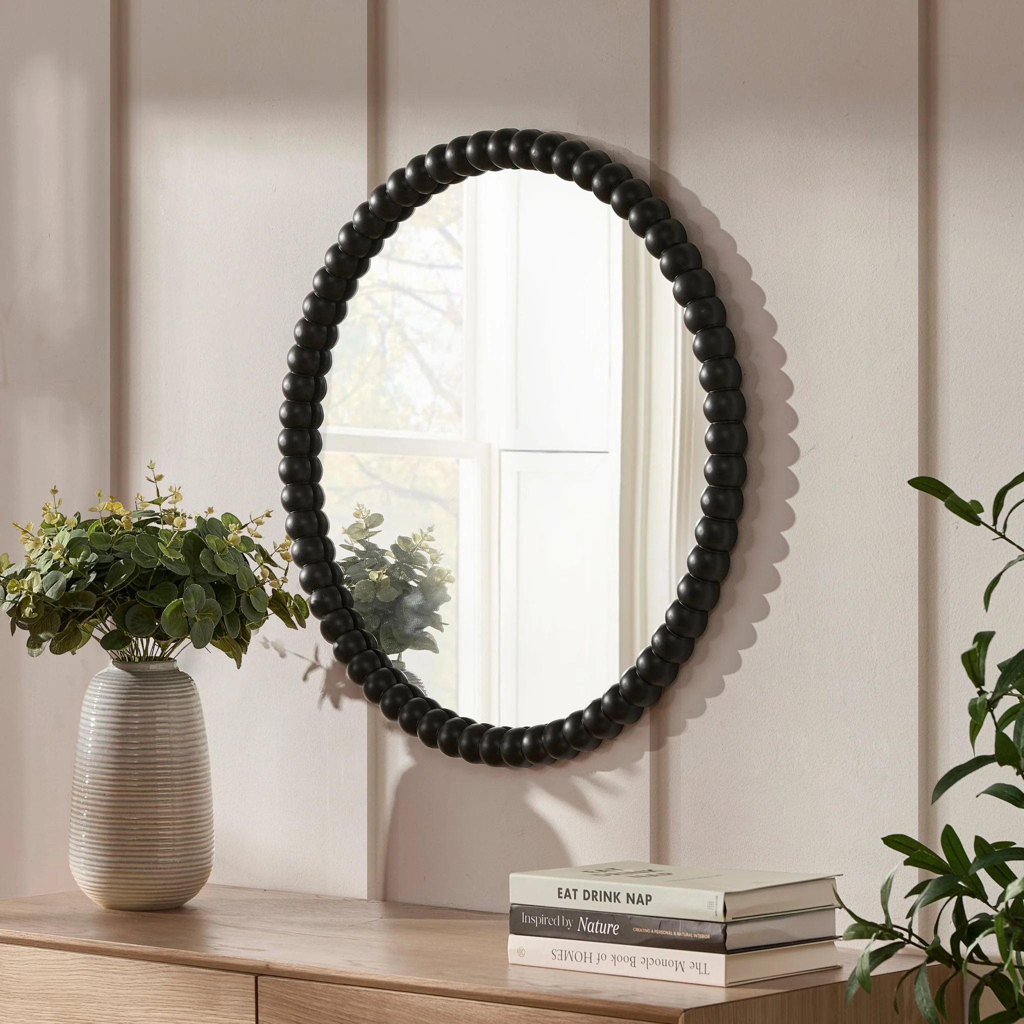 Bobbin Round Wall Mirror - Black - Image 2