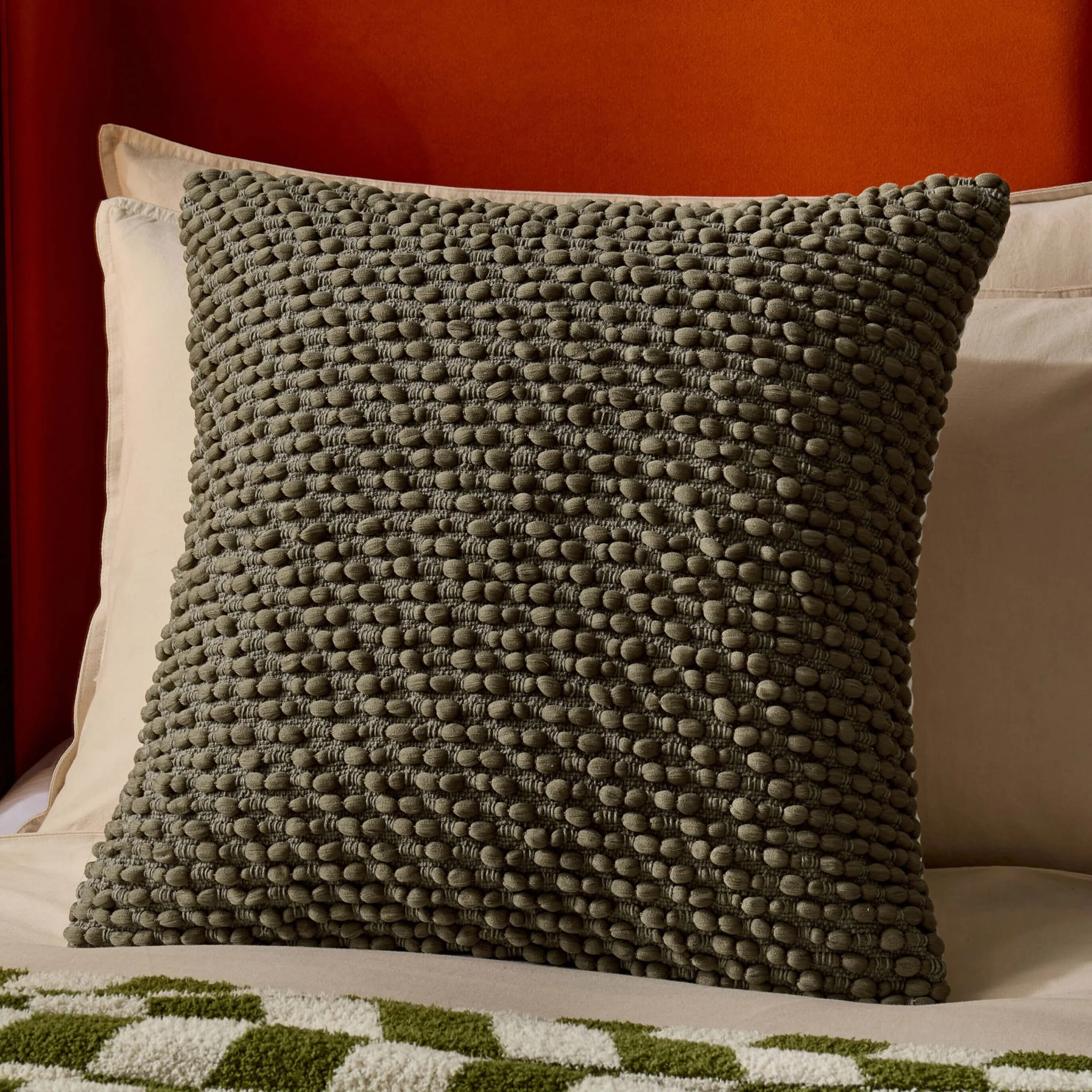 Bobble Loop Cushion Cover - Dark Green