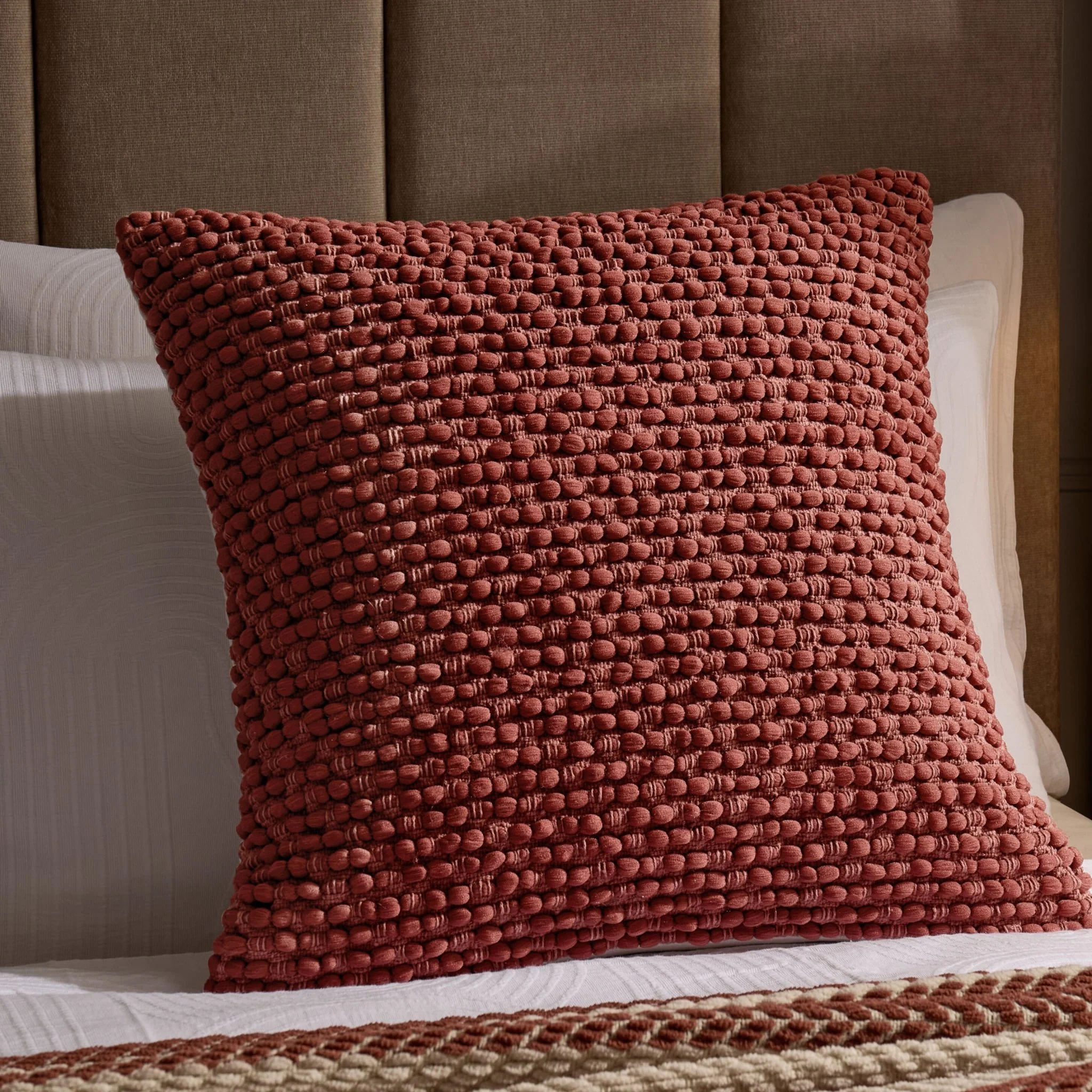 Bobble Loop Cushion Cover - Rust