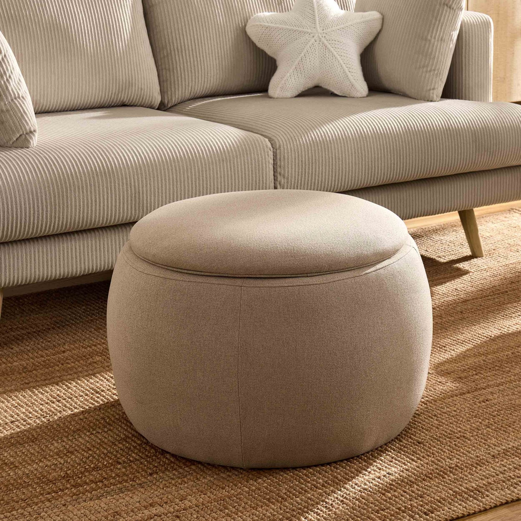 Bodhi Ottoman Storage Pouffe Set - Oatmeal - Image 2