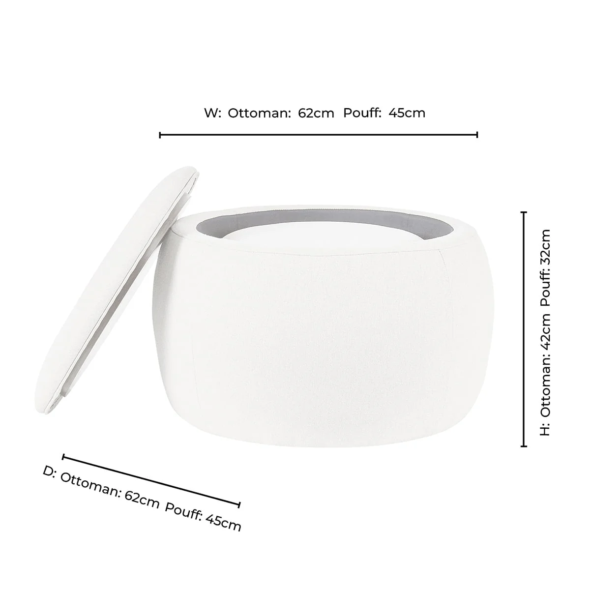 Bodhi Ottoman Storage Pouffe Set - Oatmeal - Image 9