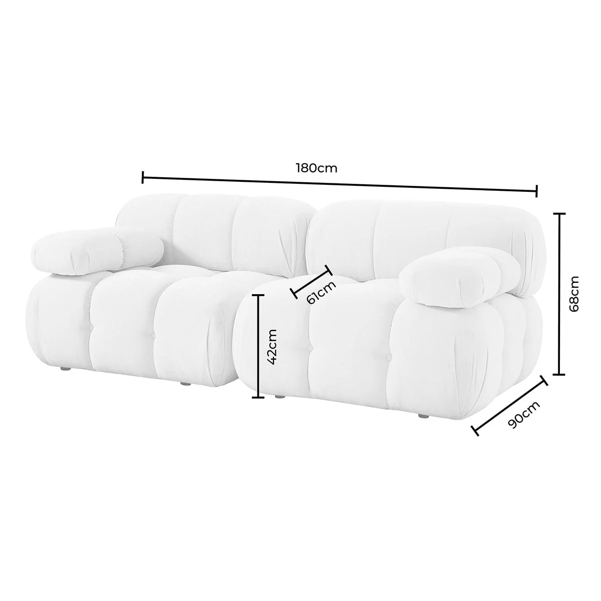 Bondi 2 Seater Sofa - Ivory - Image 9