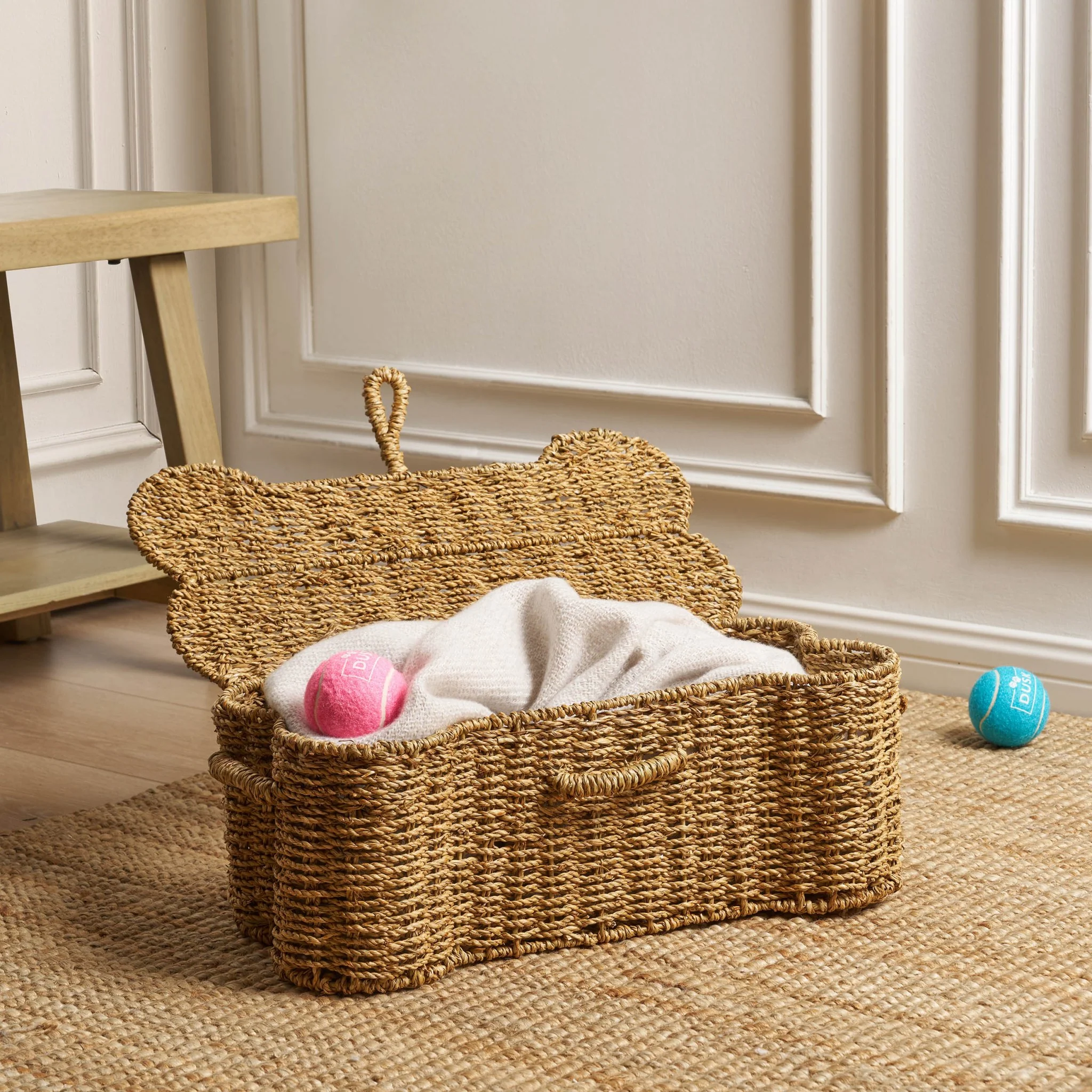 Bone Seagrass Storage Basket - Natural