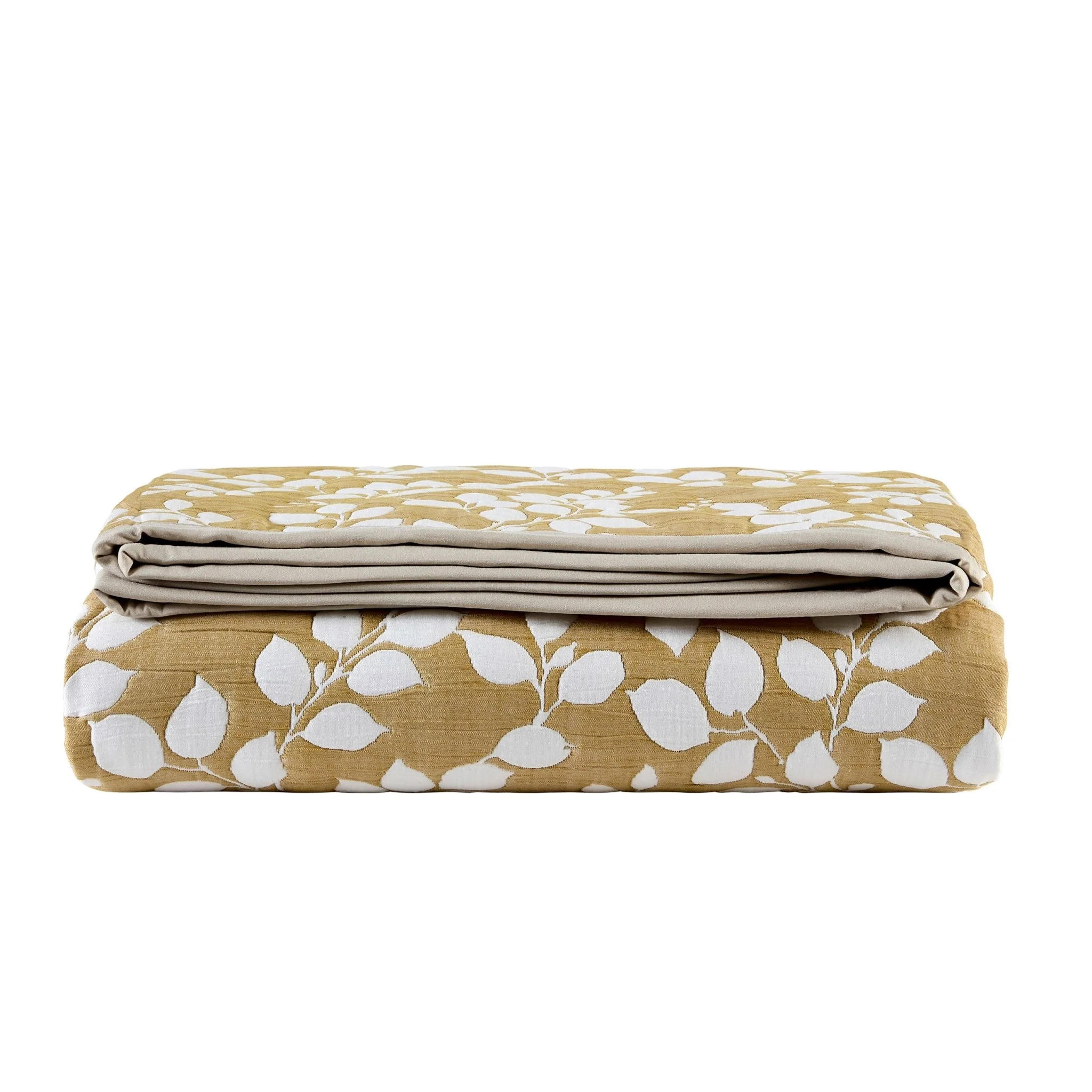Bordeaux Contrast Floral Matelasse Bedspread - Mustard - Image 6