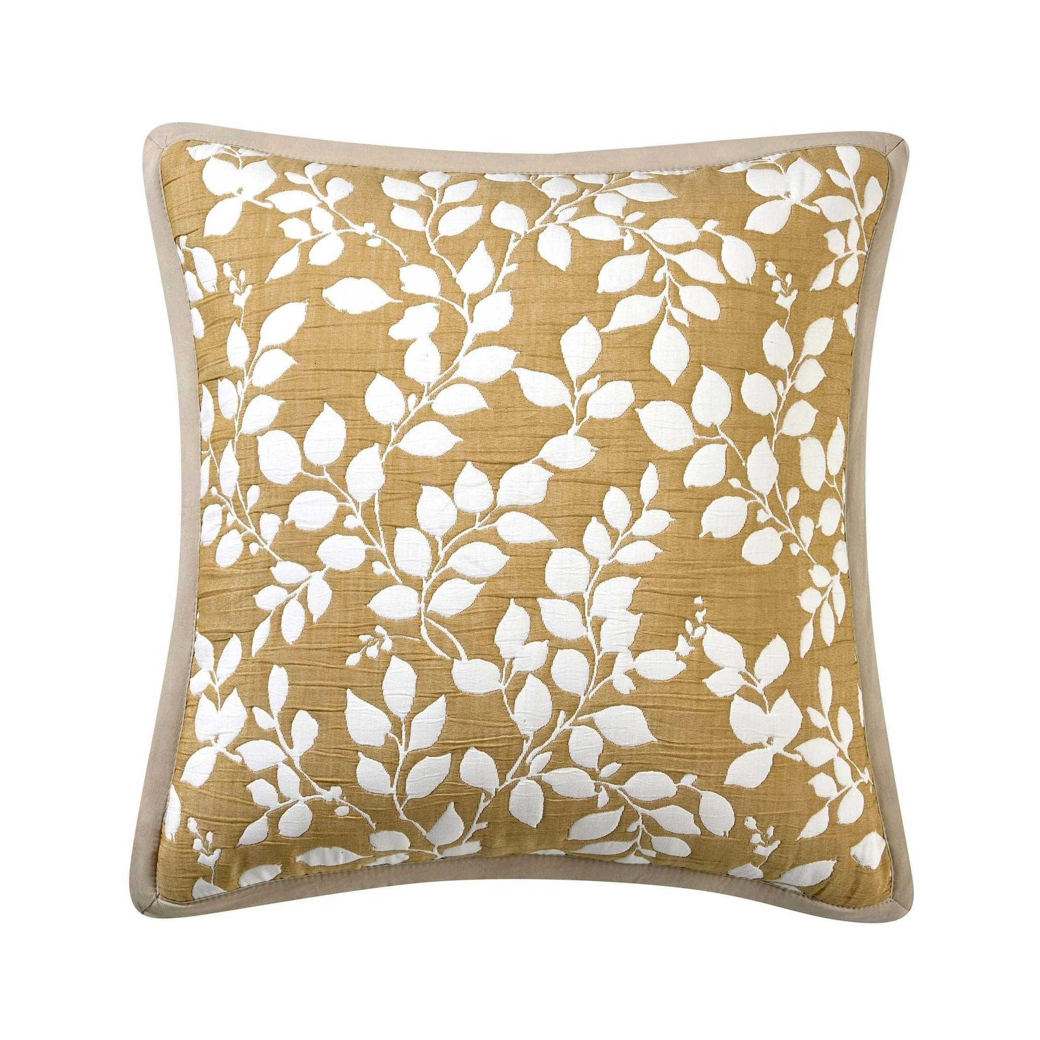 Bordeaux Contrast Floral Matelasse Cushion Cover - Mustard - Image 5