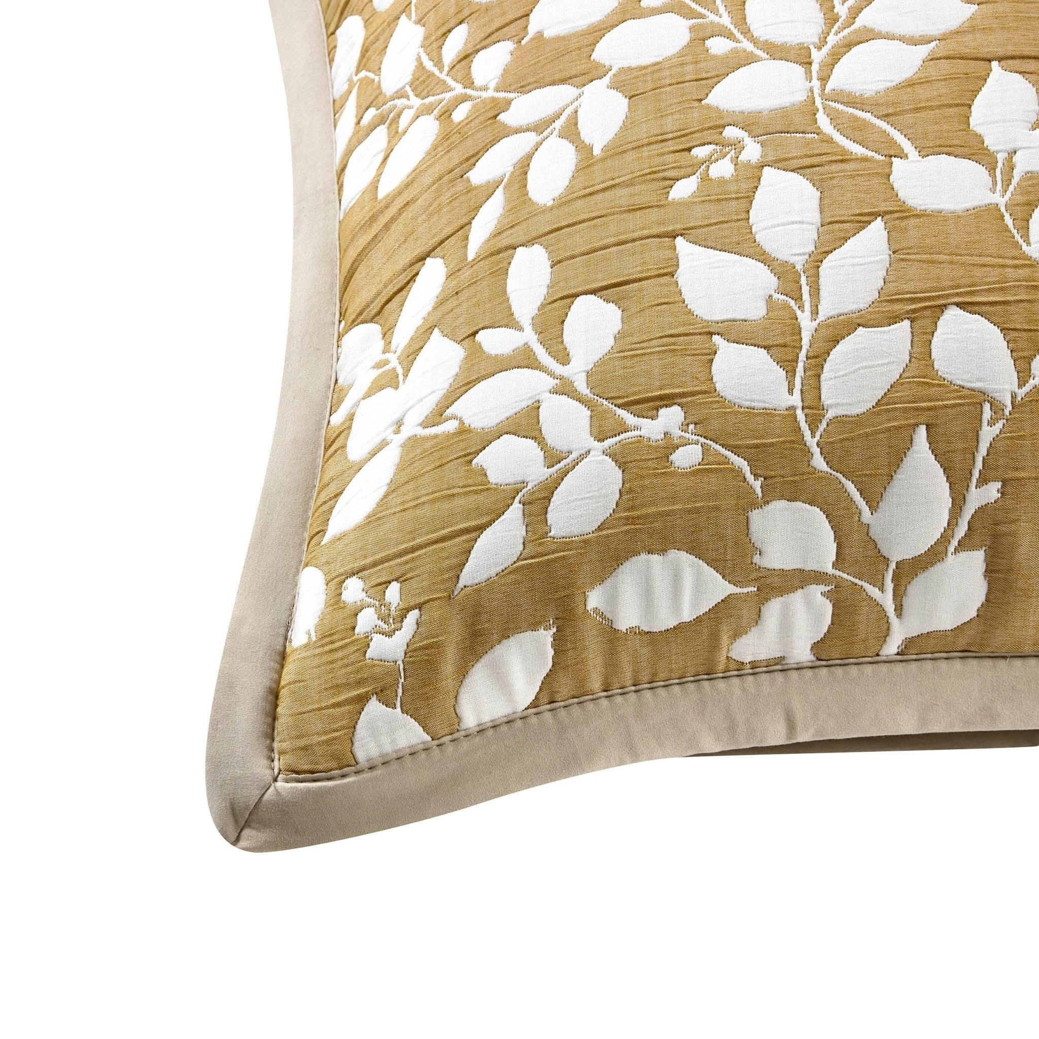Bordeaux Contrast Floral Matelasse Cushion Cover - Mustard - Image 6