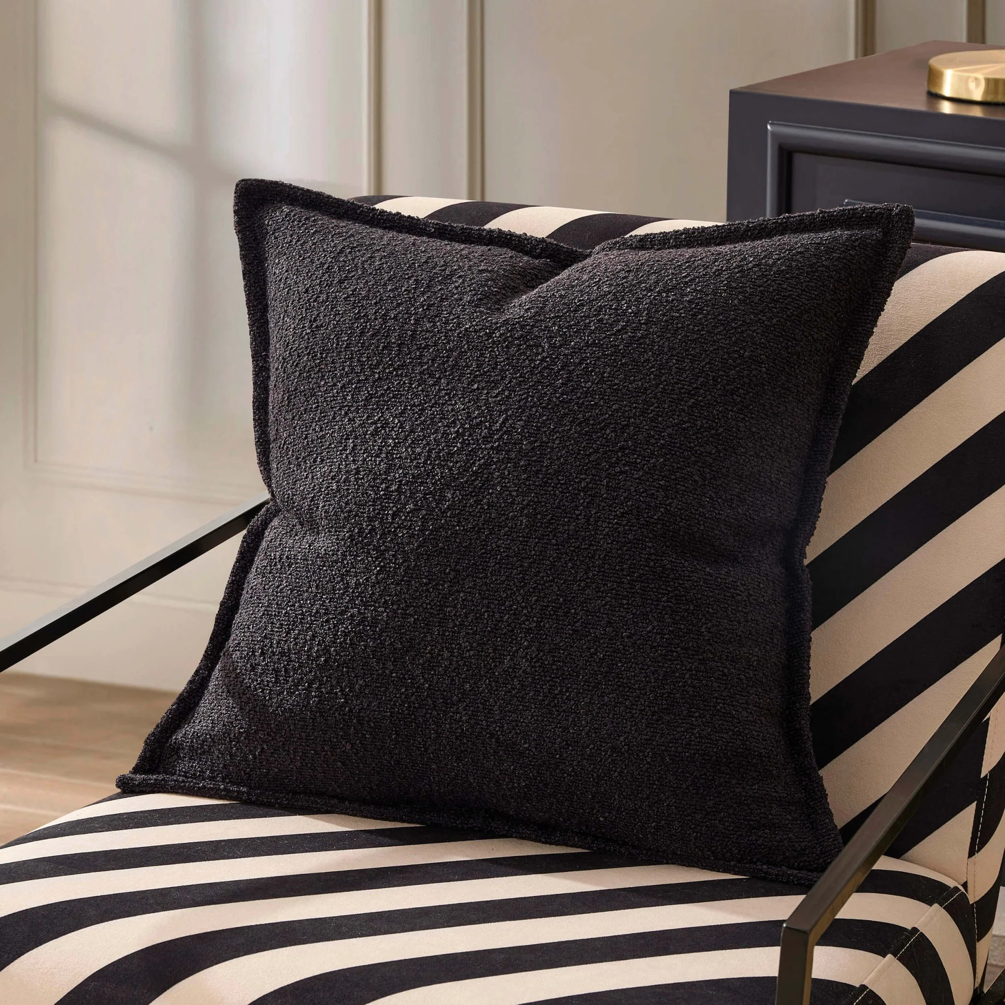 Boucle Sofa Cushion Cover - Black - Image 2