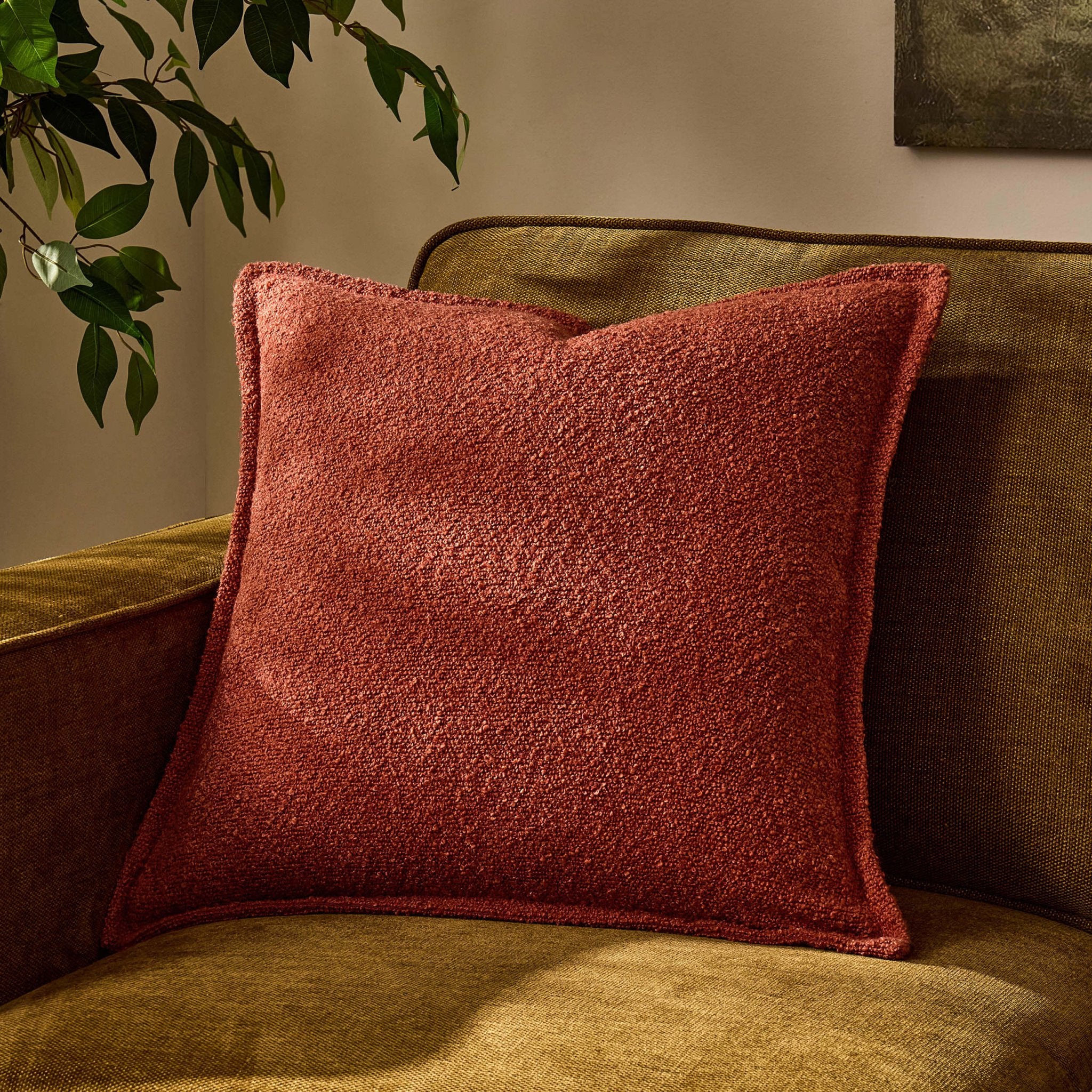 Boucle Sofa Cushion Cover - Rust