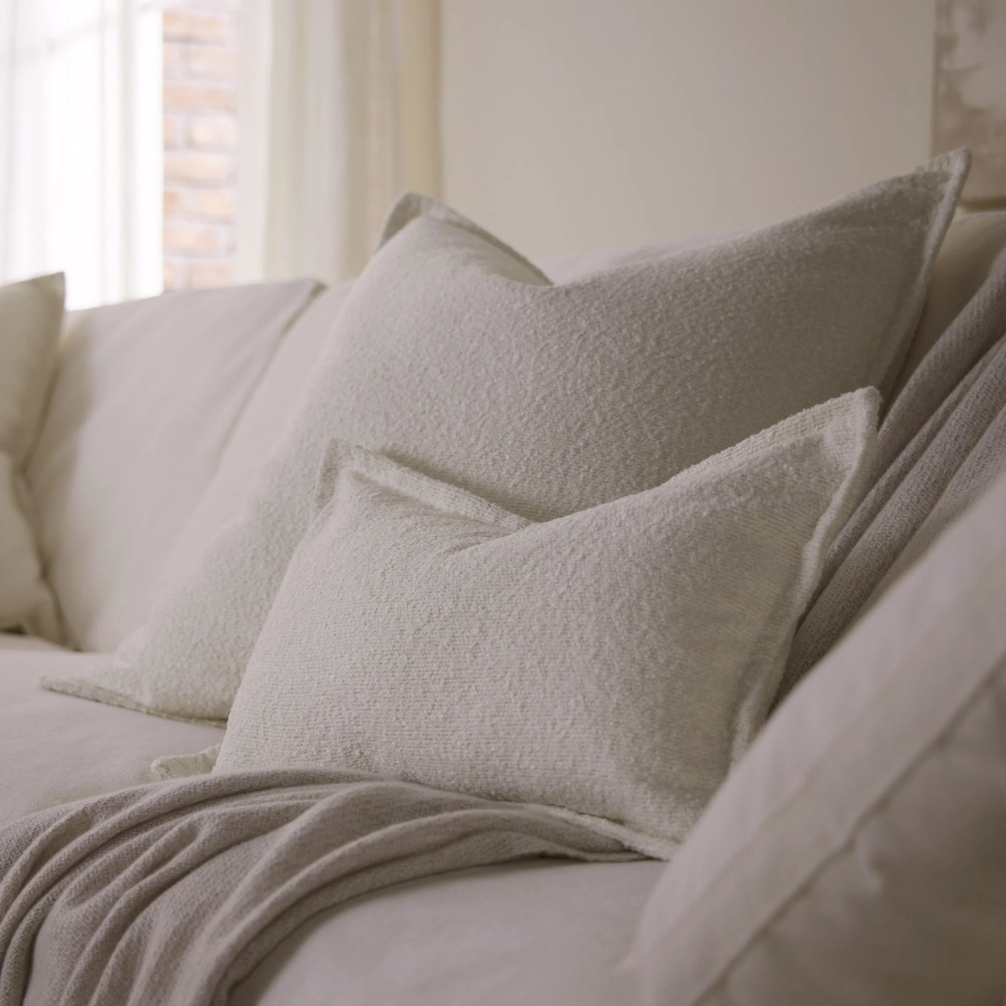 Boucle Sofa Cushion Cover - White