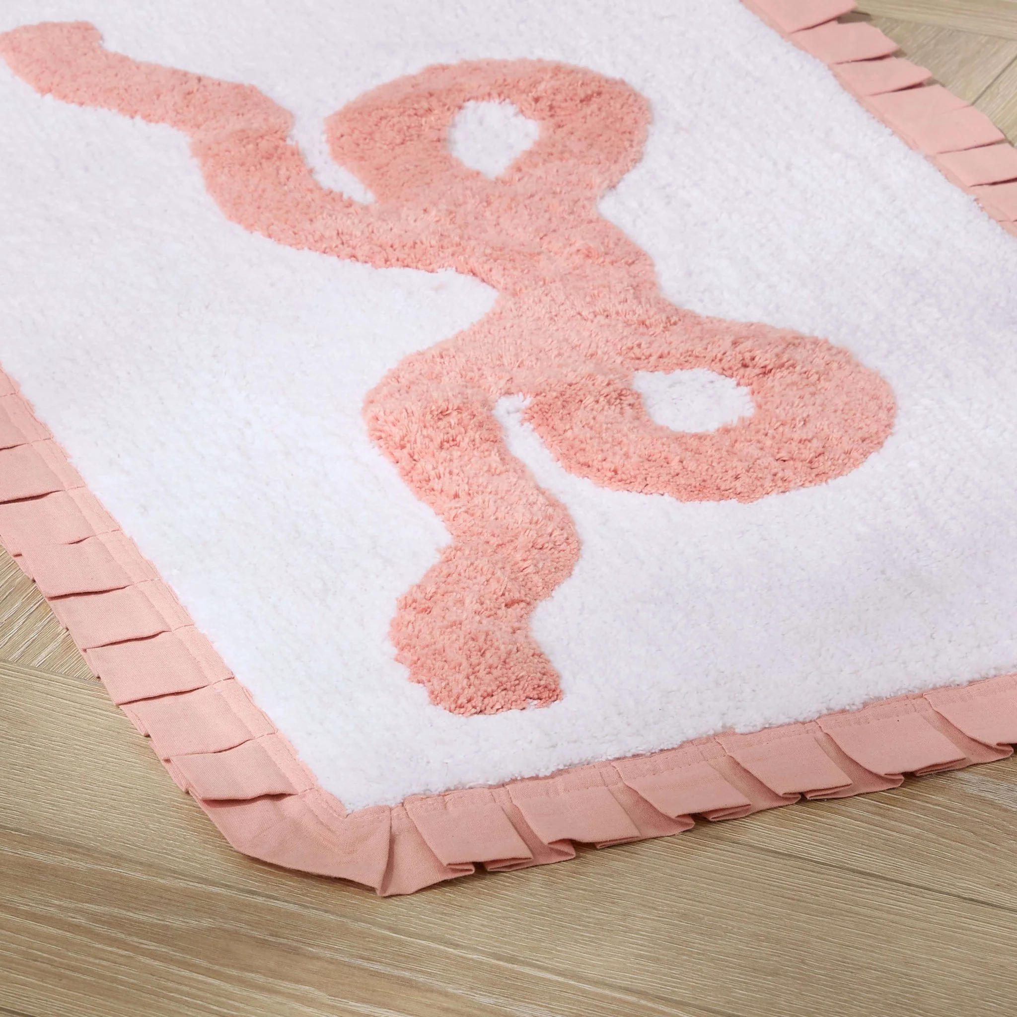 Bow Tufted Bath Mat - Pink/White - Image 2