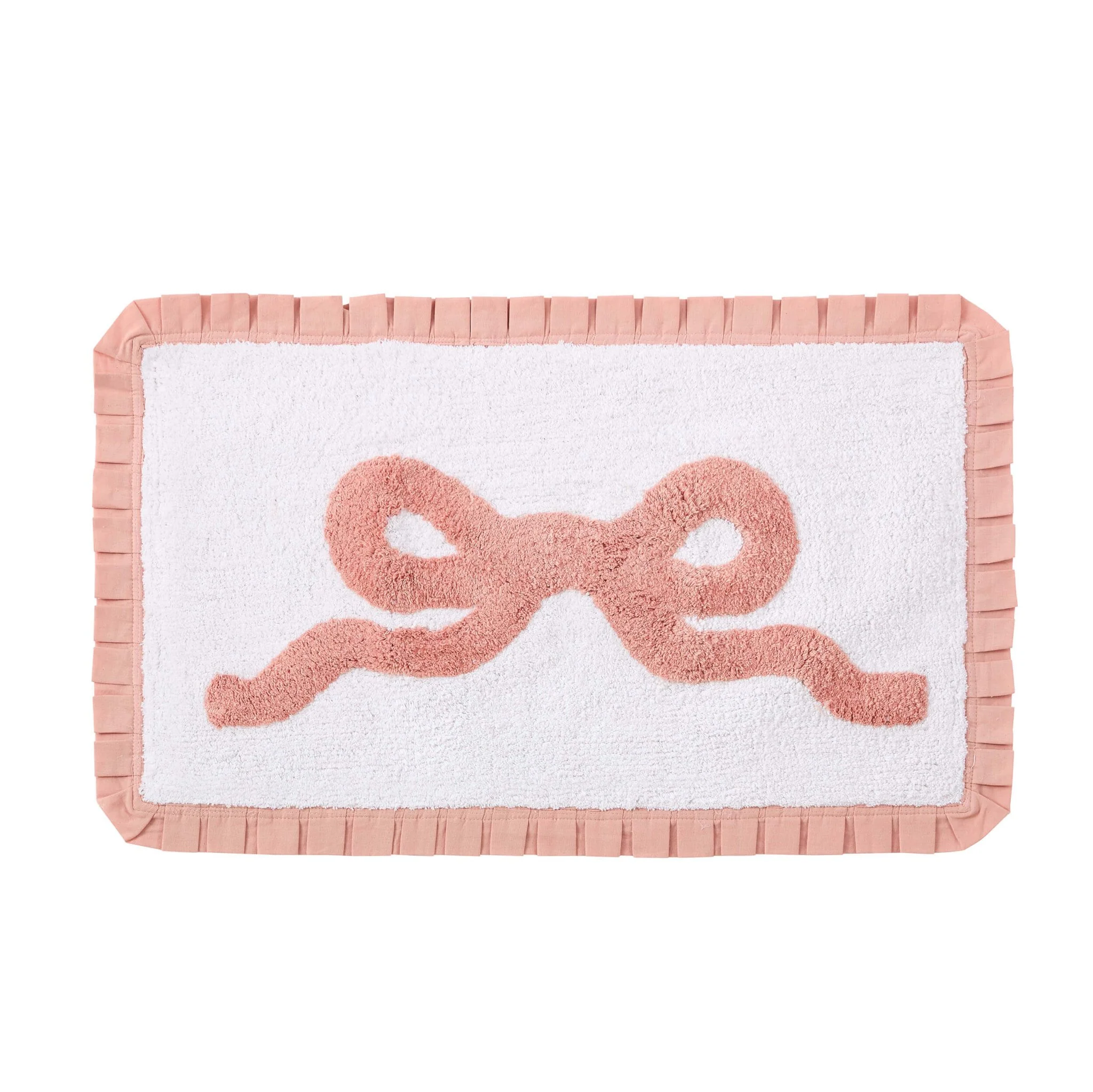 Bow Tufted Bath Mat - Pink/White - Image 3