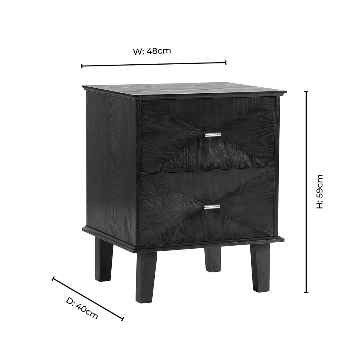Brianna Concave 2 Drawer Bedside Table - Walnut - Image 10