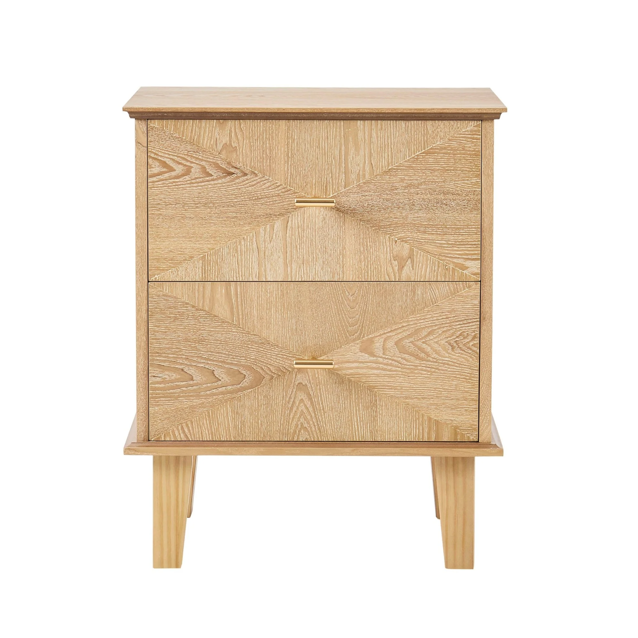 Brianna Concave 2 Drawer Bedside Table - Light Wood - Image 4