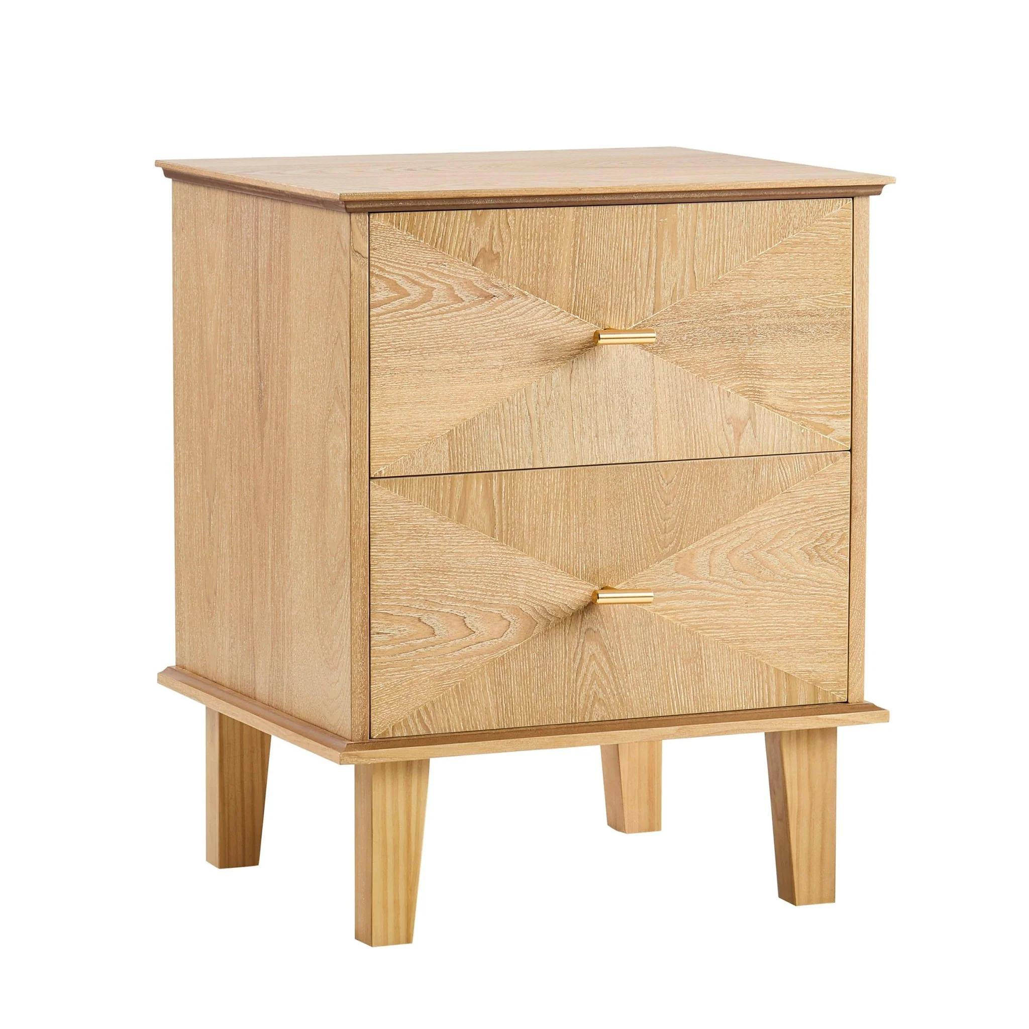 Brianna Concave 2 Drawer Bedside Table - Light Wood - Image 5