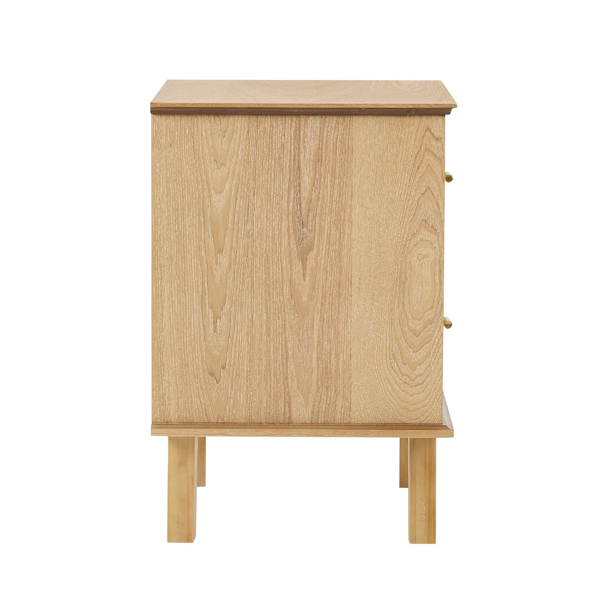 Brianna Concave 2 Drawer Bedside Table - Light Wood - Image 7