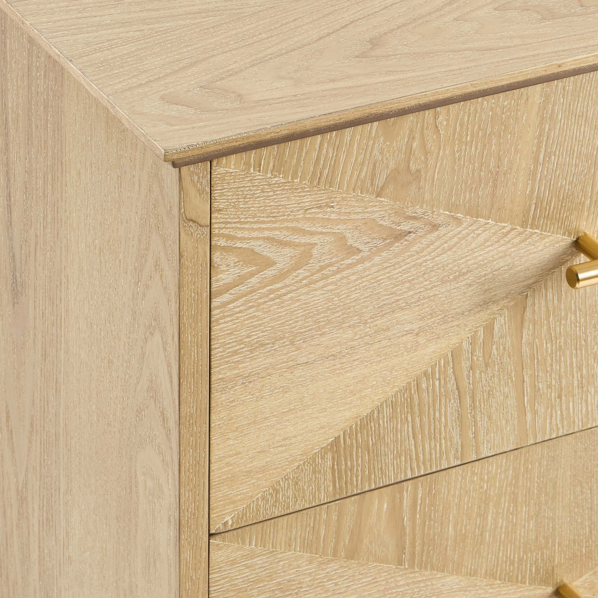Brianna Concave 2 Drawer Bedside Table - Light Wood - Image 8