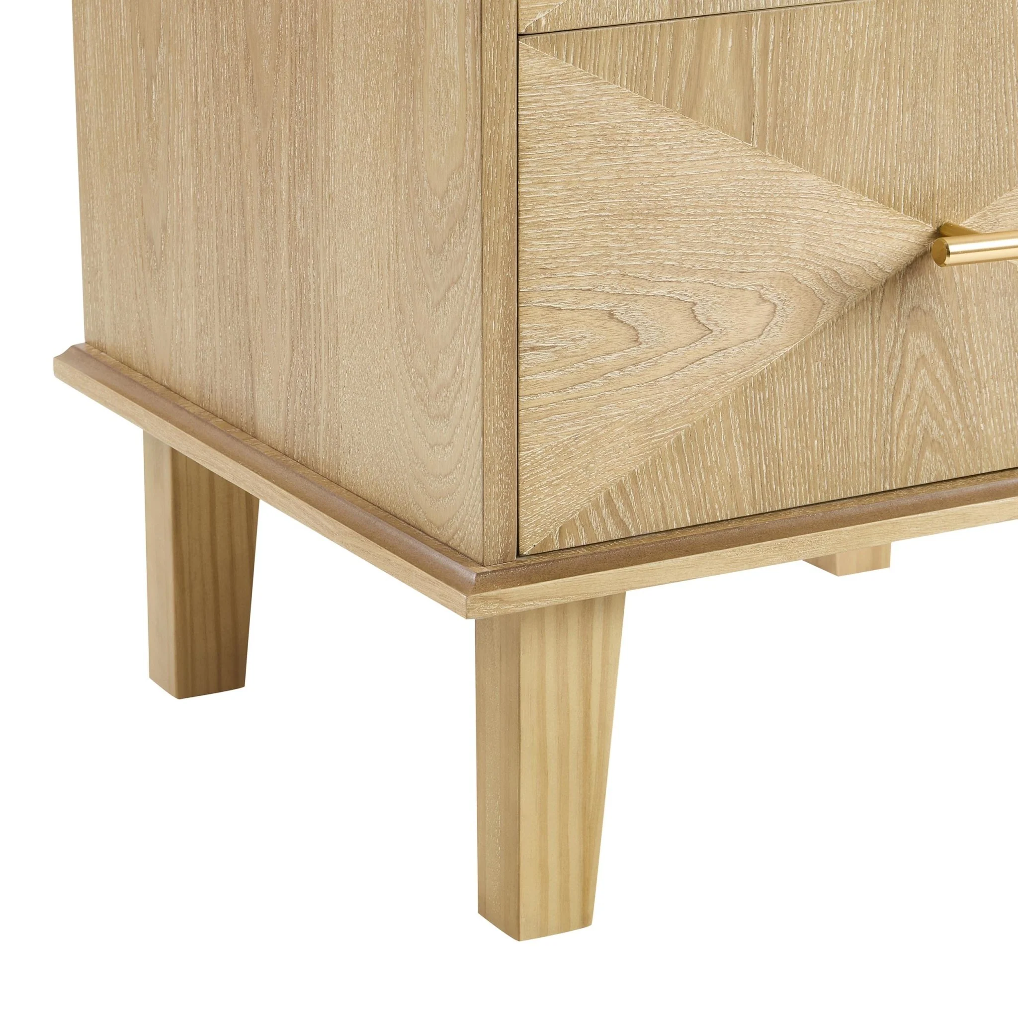 Brianna Concave 2 Drawer Bedside Table - Light Wood - Image 9