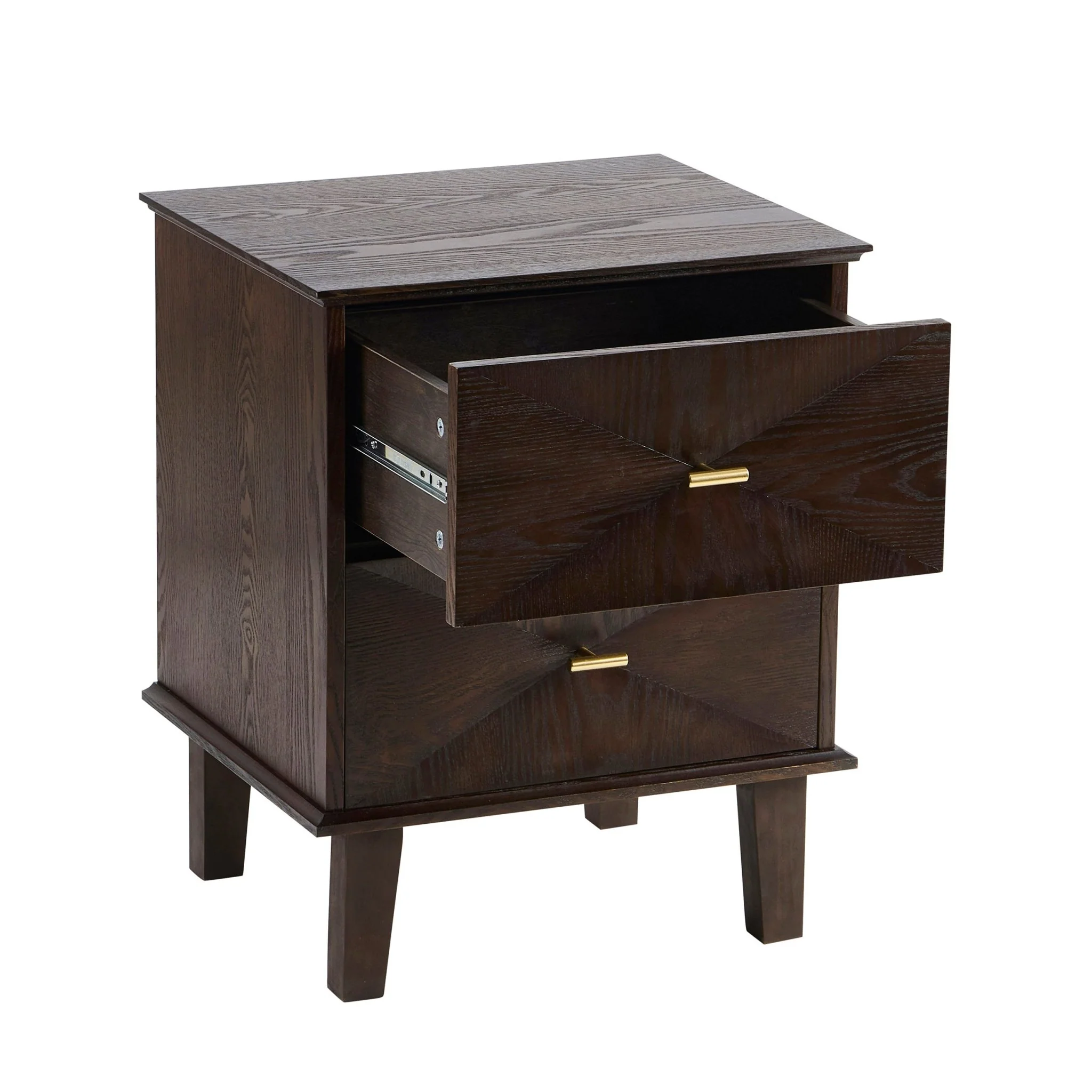 Brianna Concave 2 Drawer Bedside Table - Walnut - Image 4