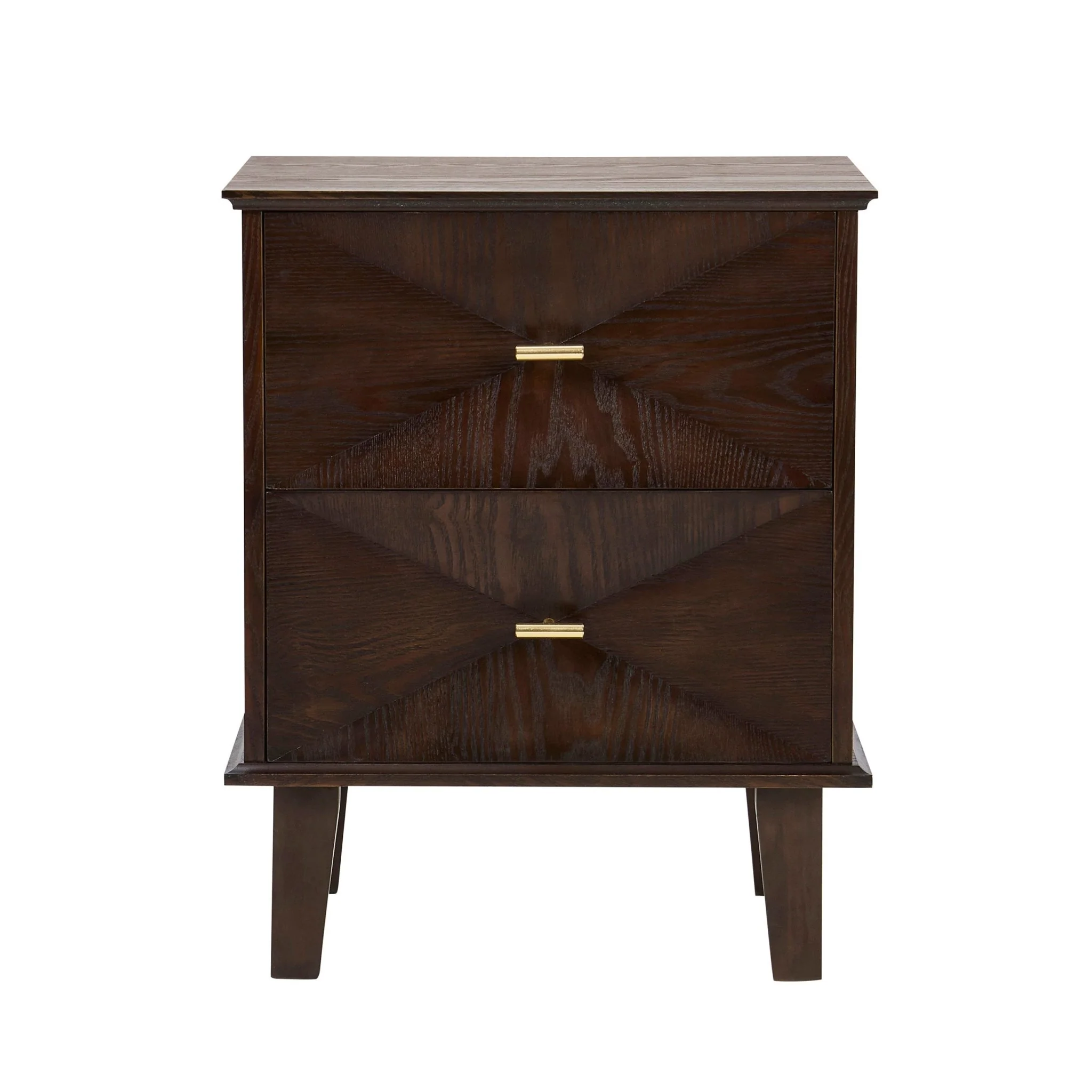 Brianna Concave 2 Drawer Bedside Table - Walnut - Image 5